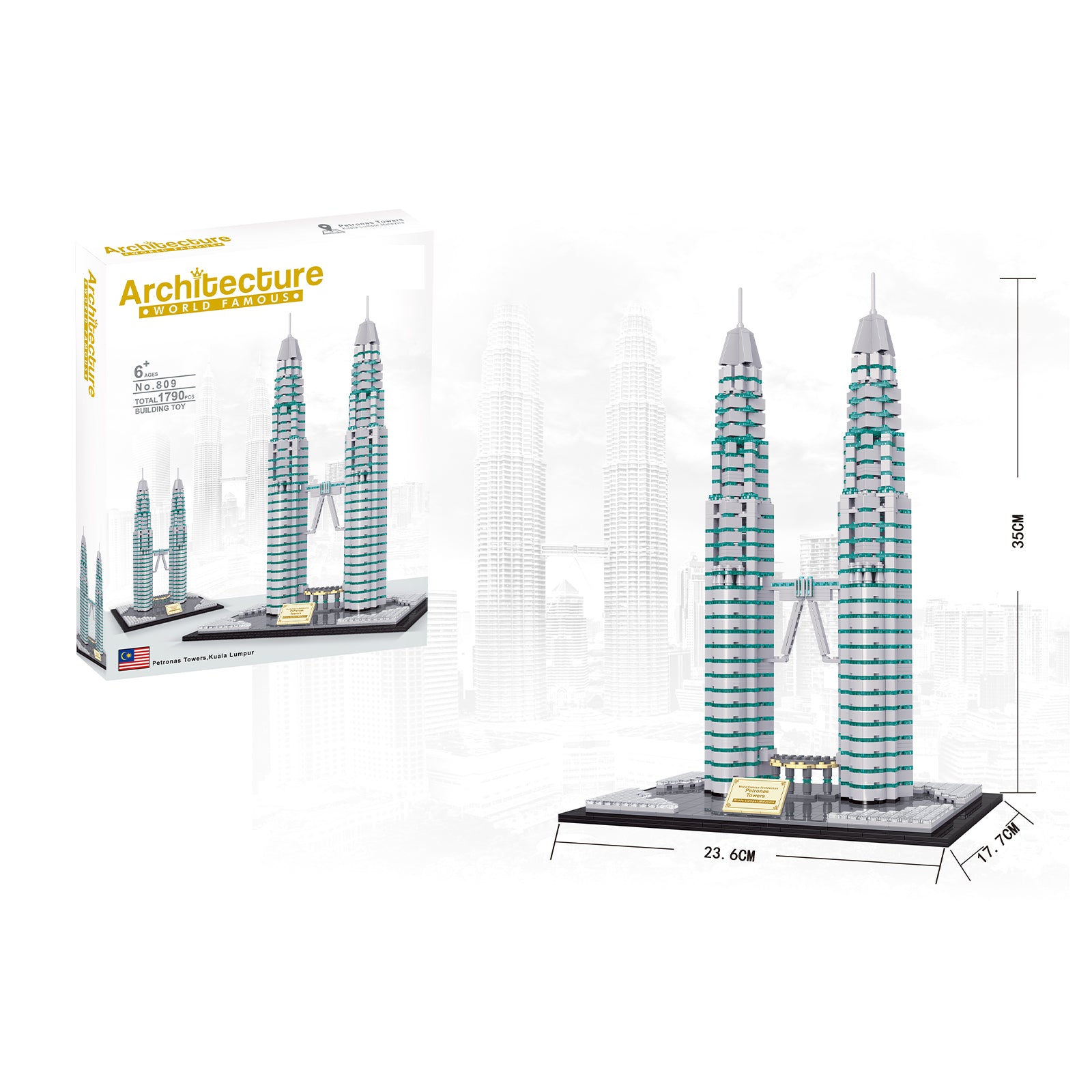 Kuala Lumpur Twin Towers Building Bricks Toys -1790Pcs