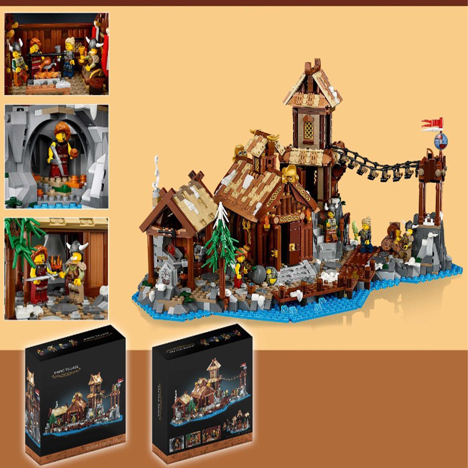 Medieval Viking Village Building Block Toys Set - 2103Pcs