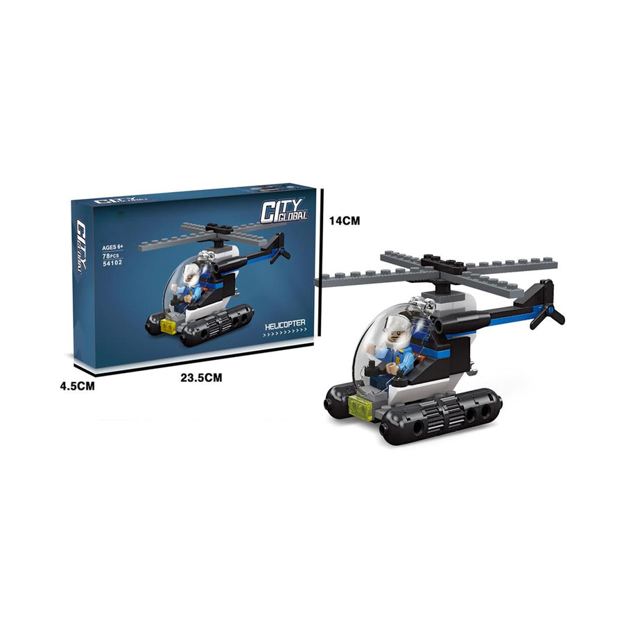 City Police Helicopter Brick Toy - 78Pcs