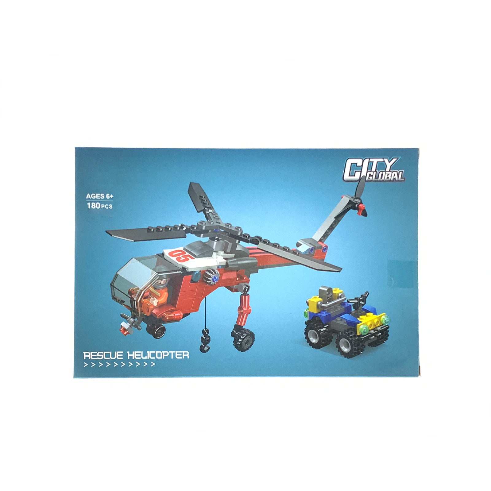 City Rescue Helicopter Block Toy Set