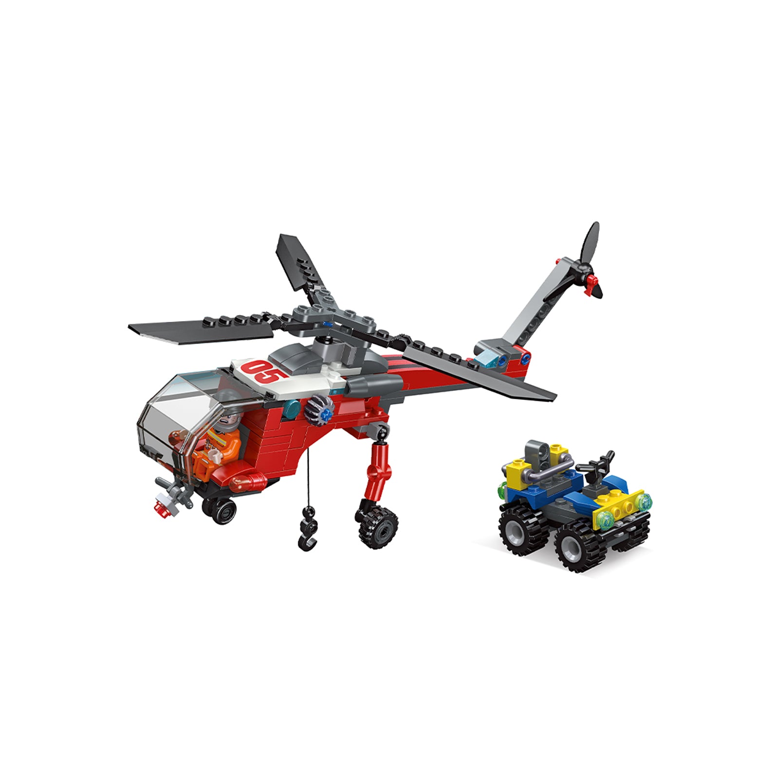 City Rescue Helicopter Block Toy Set