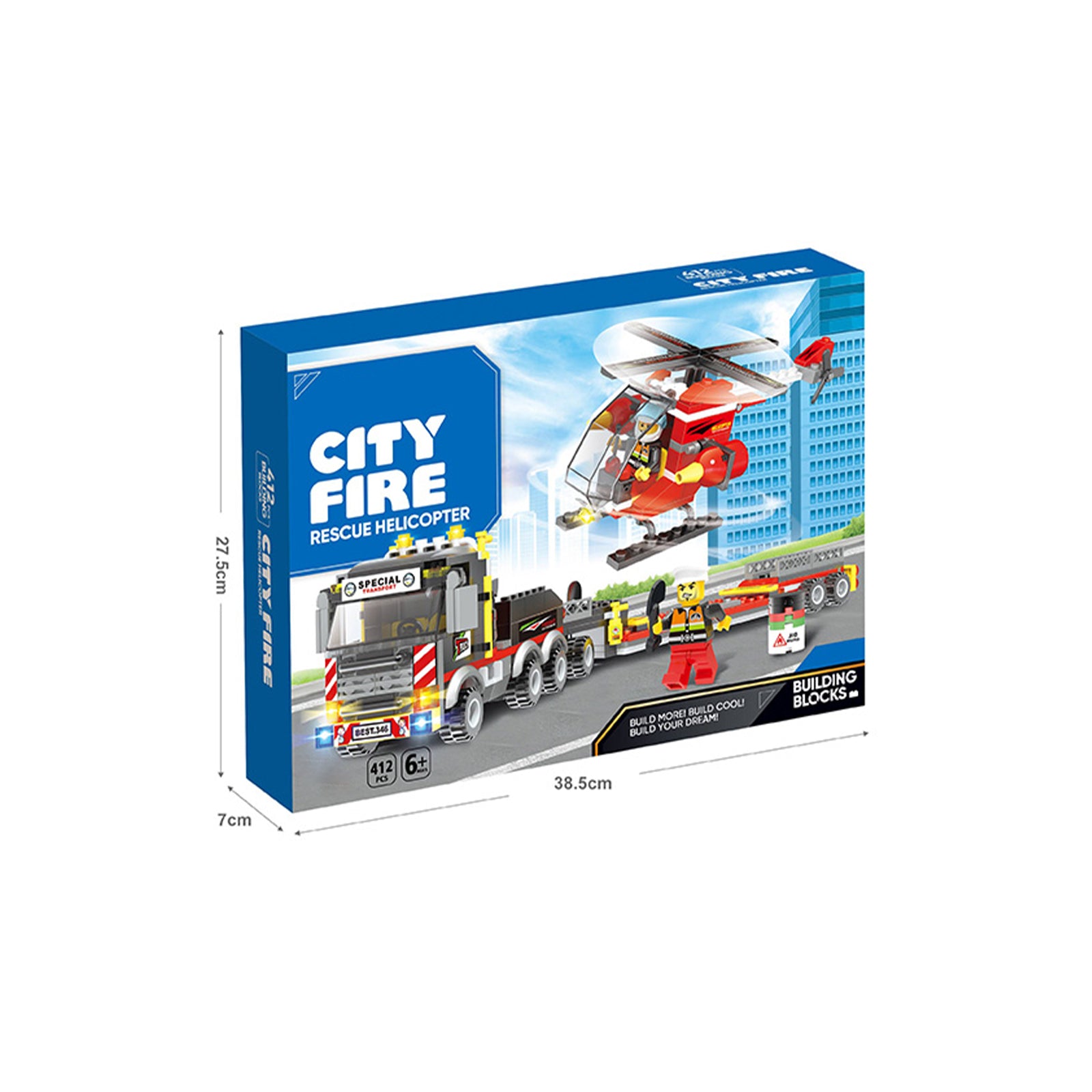 City Rescue Helicopter Block Toy Set