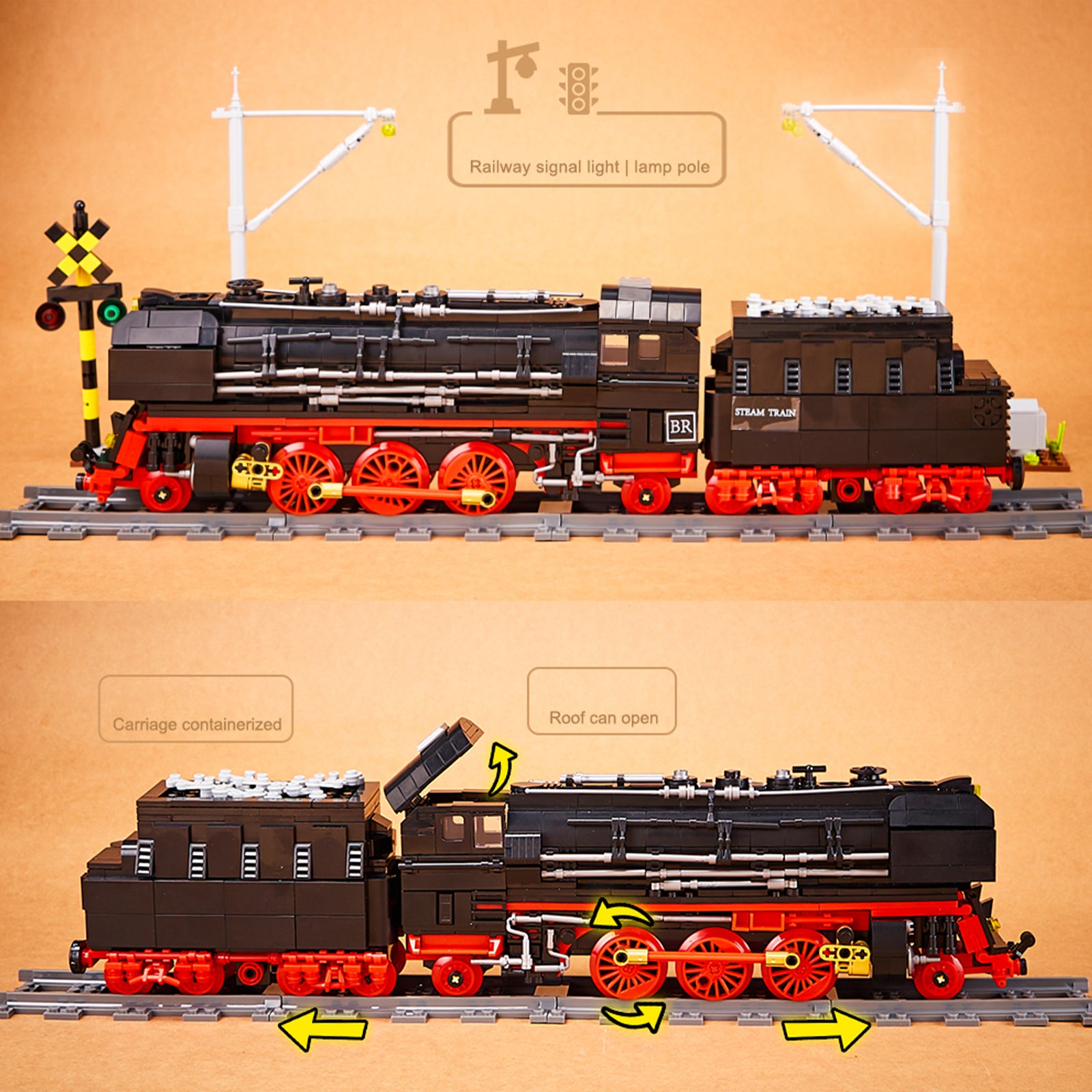 Train Steam Engine Toy Brick With Track - 1777Pcs