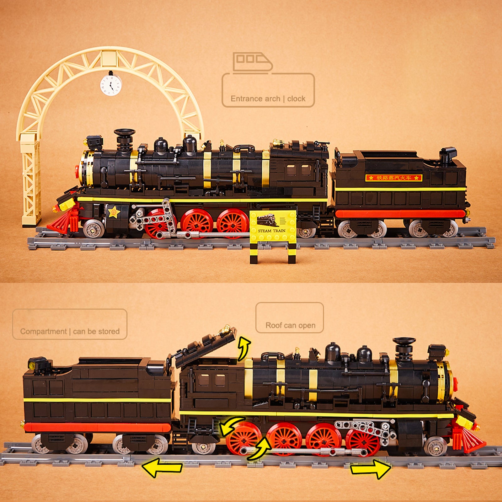 Steam Train Toy Block Set With Rail - 1021Pcs