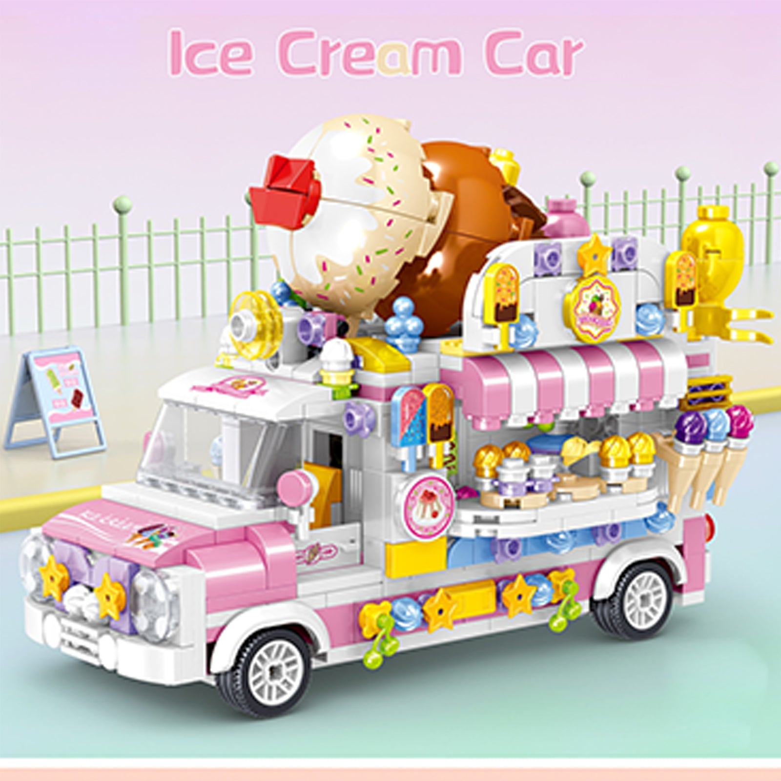 City Ice Cream Truck Toys Brick Kit - 593Pcs