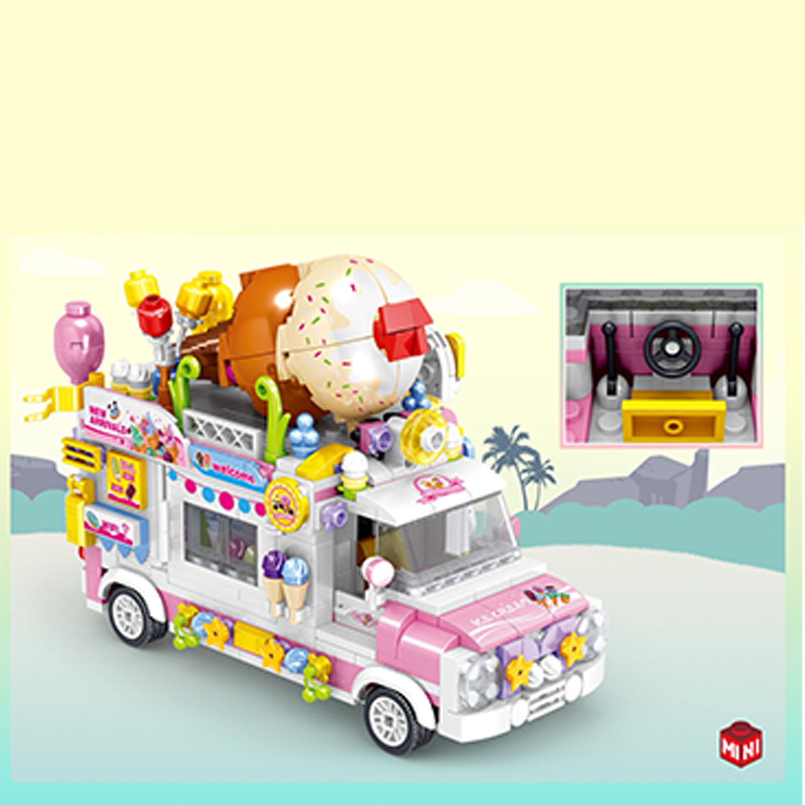 City Ice Cream Truck Toys Brick Kit - 593Pcs