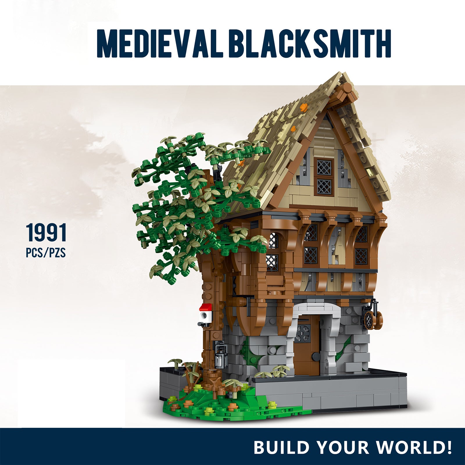 Medieval Blacksmith Shop Brick Builder Toys - 1991Pcs