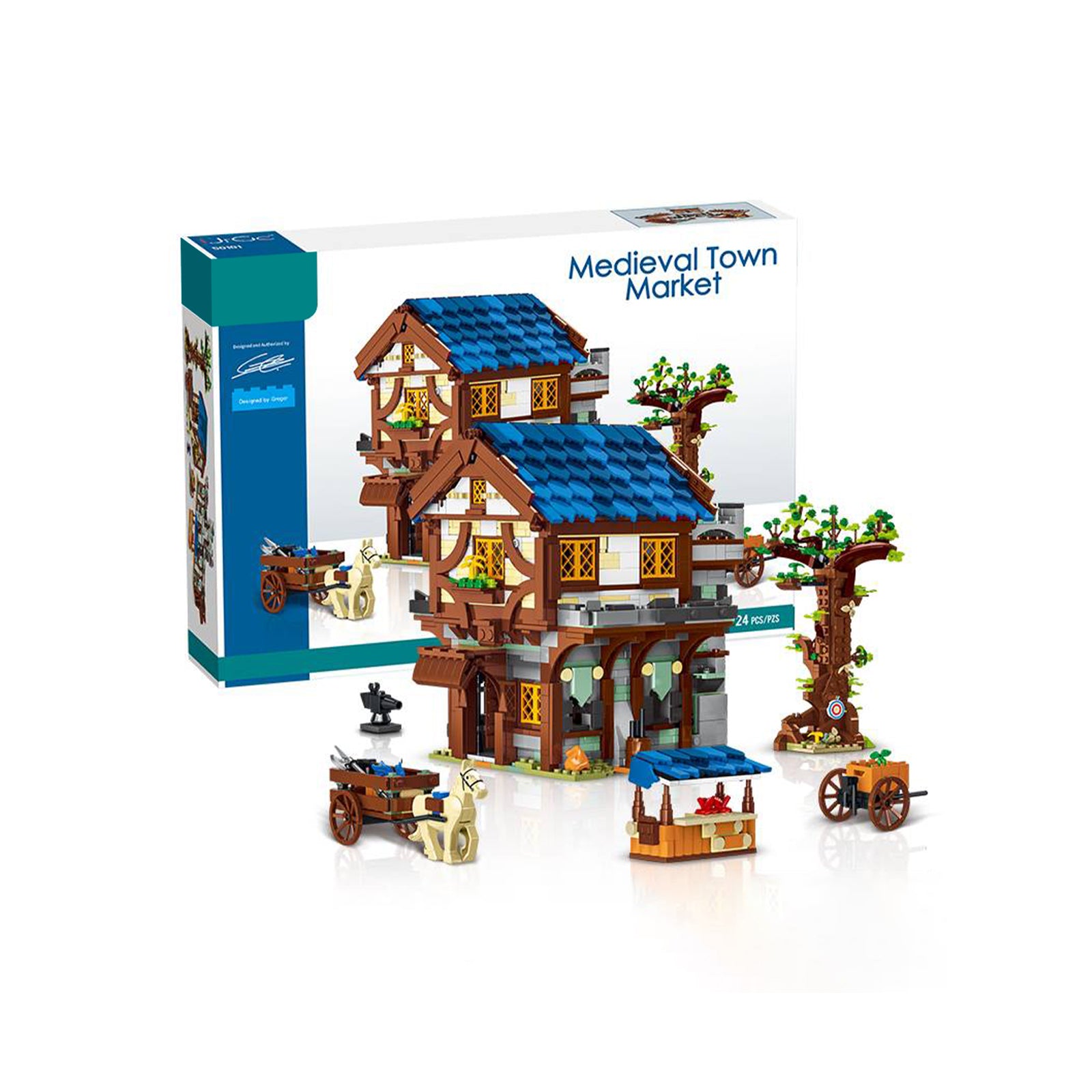 Medieval Town Market Kids Construction Toys - 1724Pcs