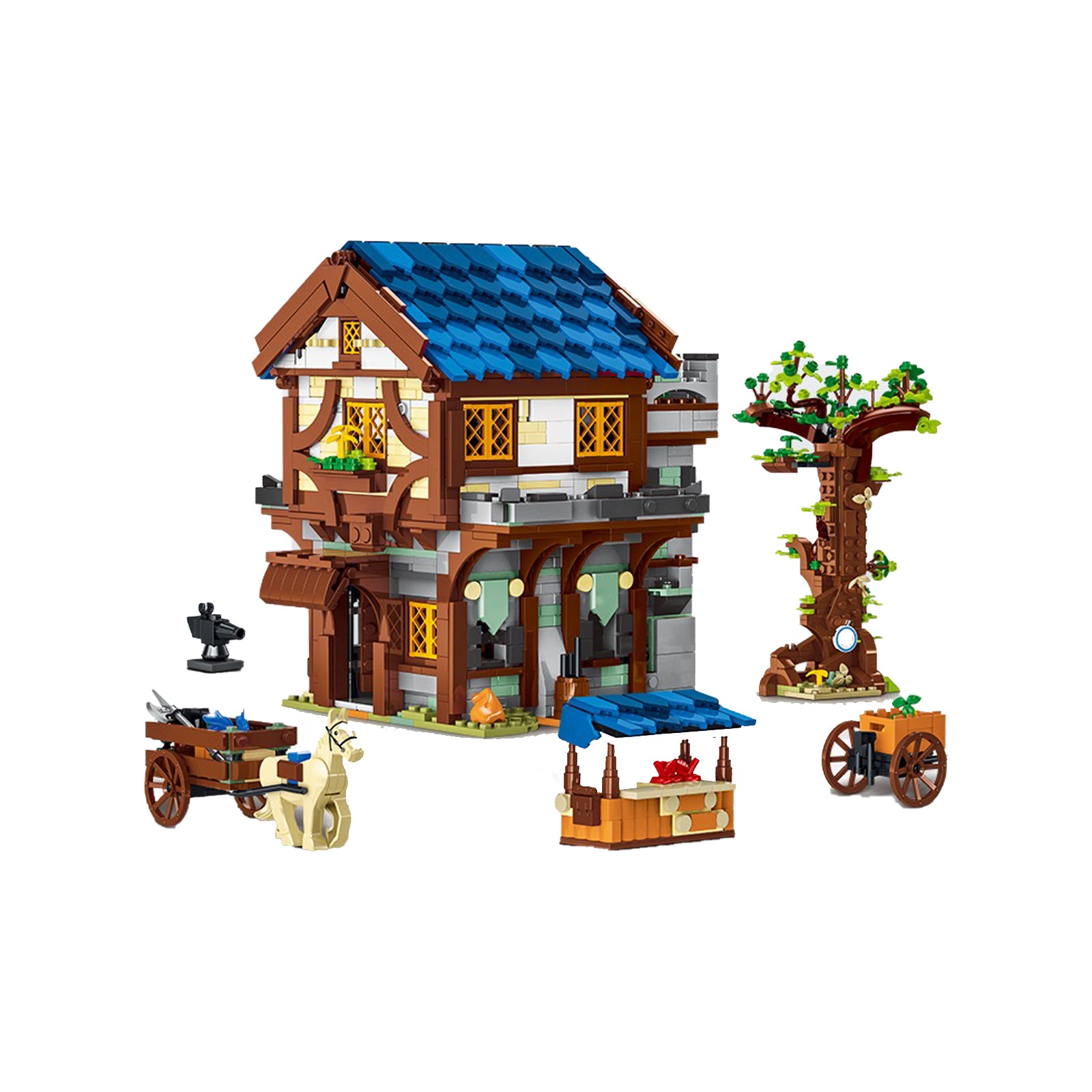 Medieval Town Market Kids Construction Toys - 1724Pcs