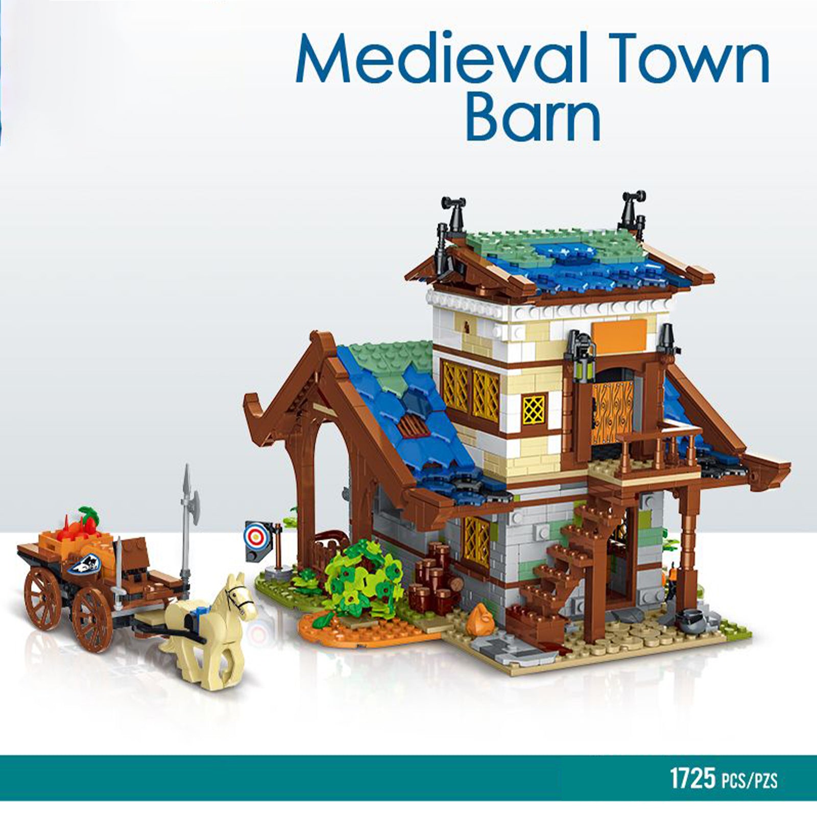 Medieval Town Barn Small Blocks Toys - 1725Pcs