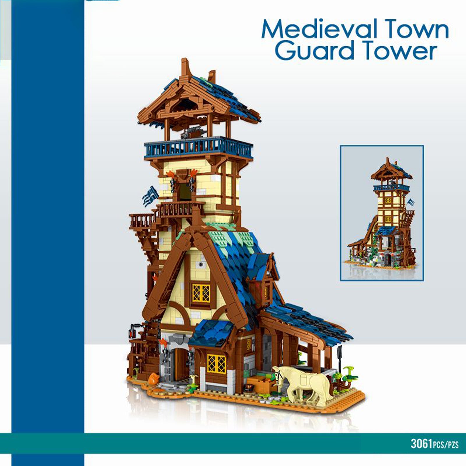 Medieval Town Watchtower Brick Building Set - 3061Pcs