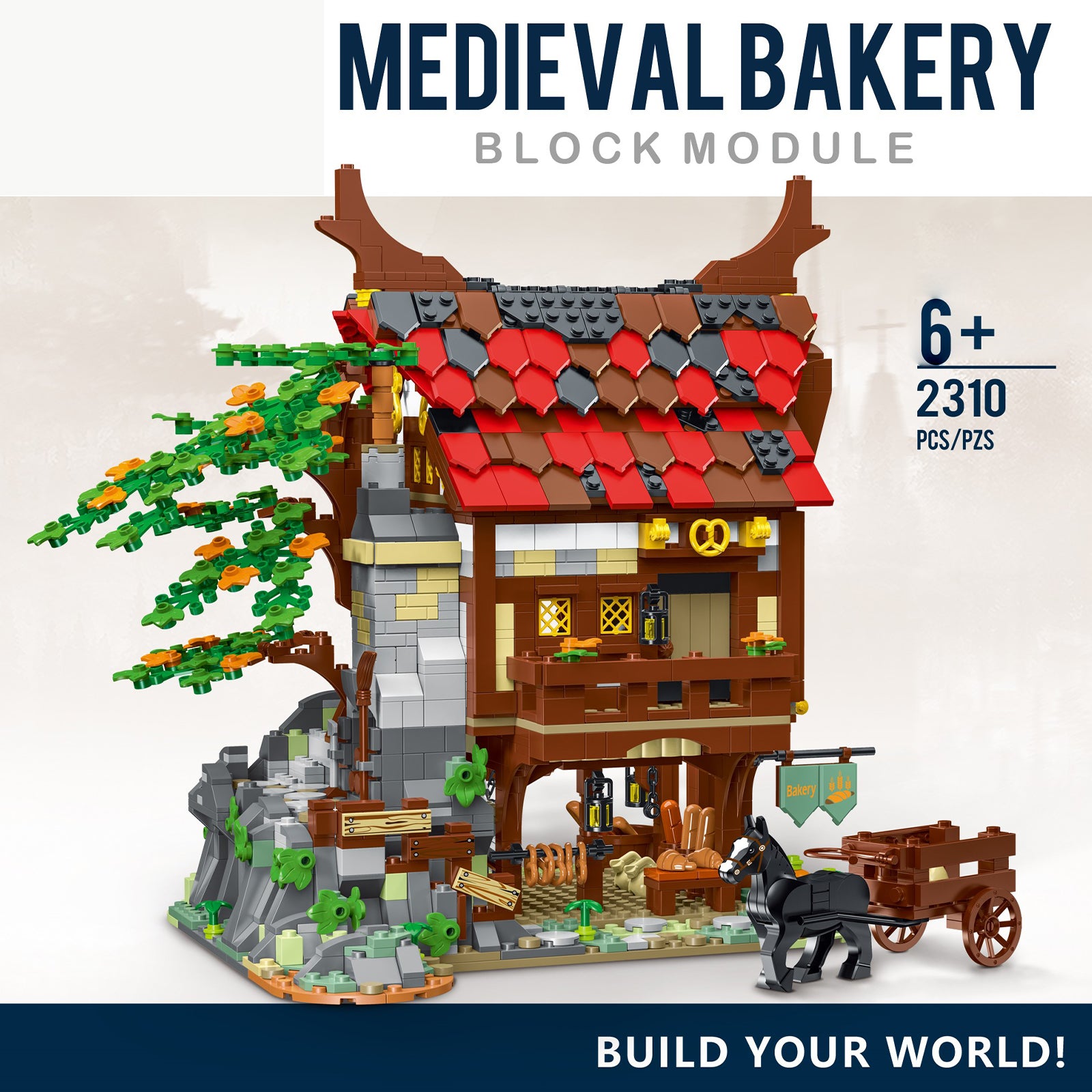 Medieval Town Bakery Builder Set Toy - 2310Pcs