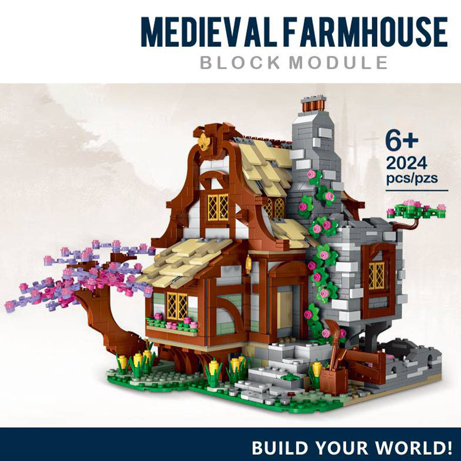 Medieval Farm Building Block House Kit - 2024Pcs