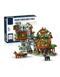 Medieval Town Stable Guard Tower Childrens Construction Sets - 3811Pcs
