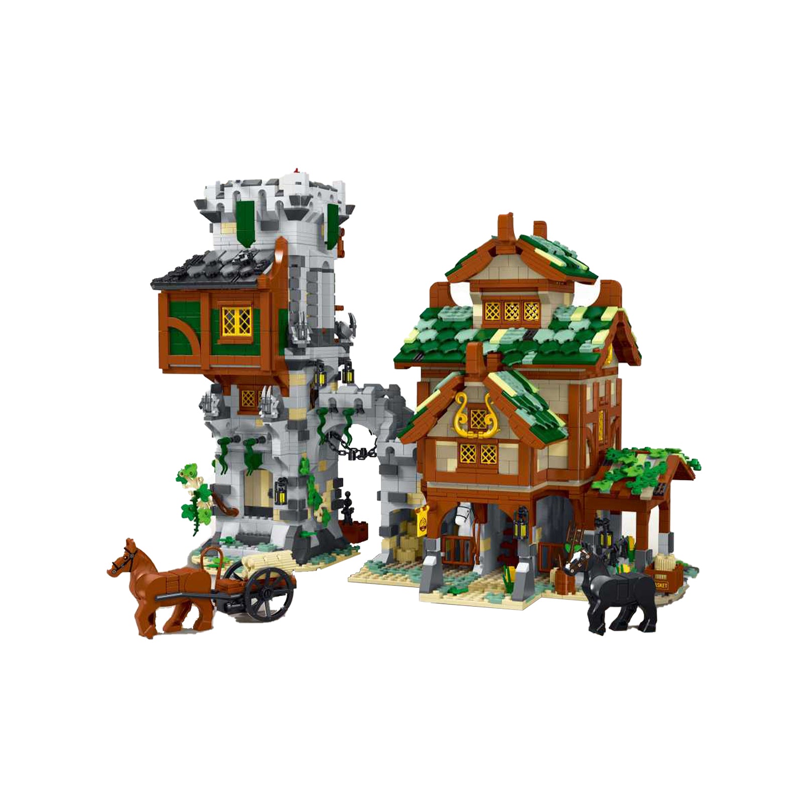 Medieval Town Stable Guard Tower Childrens Construction Sets - 3811Pcs