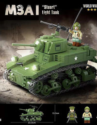 Military American ww2 Tank Block Toy Set - 601Pcs
