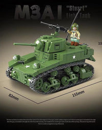 Military American ww2 Tank Block Toy Set - 601Pcs
