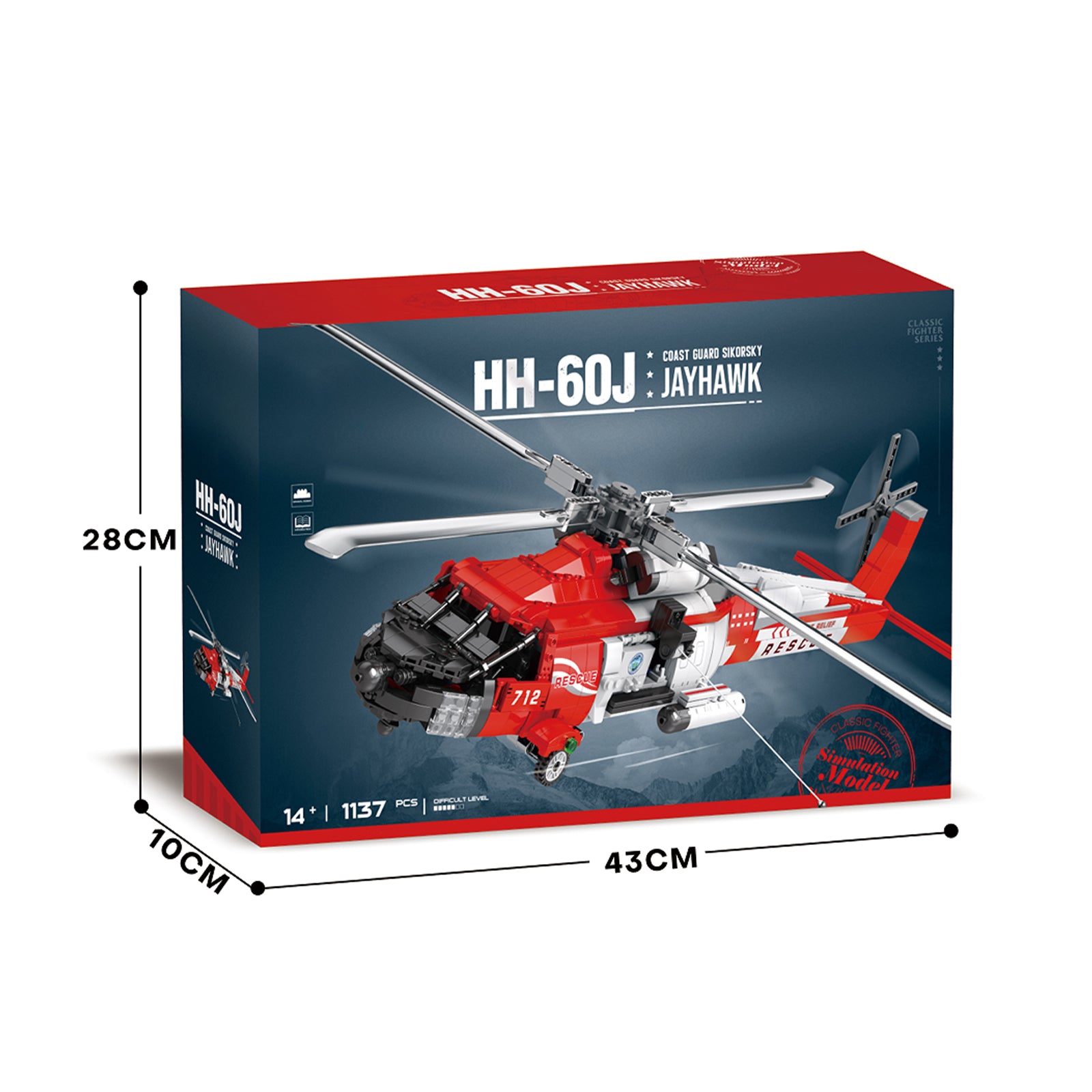 MH-60 Jayhawk Rescue Helicopter Toy Set - 1137Pcs