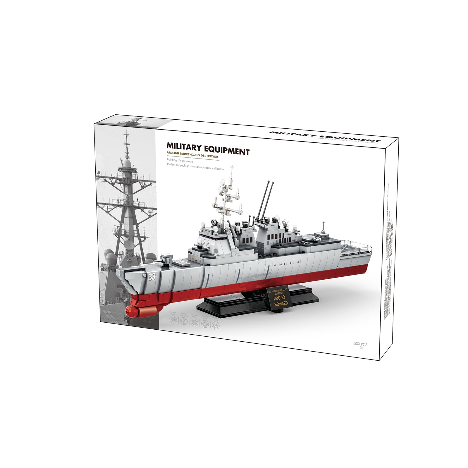 Arleigh Burke-class Destroyer Military Bricks Toy - 600Pcs