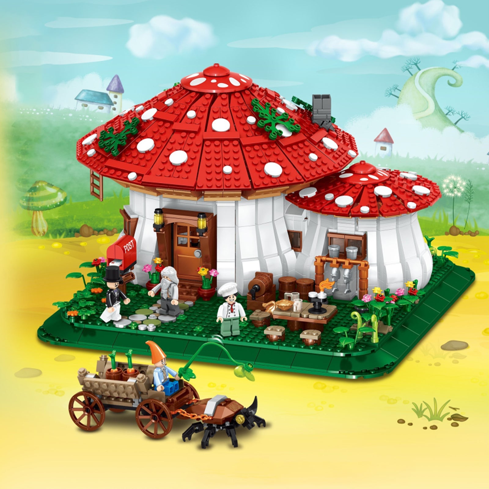 Mushroom Cabin Builder Toys Set - 2233Pcs