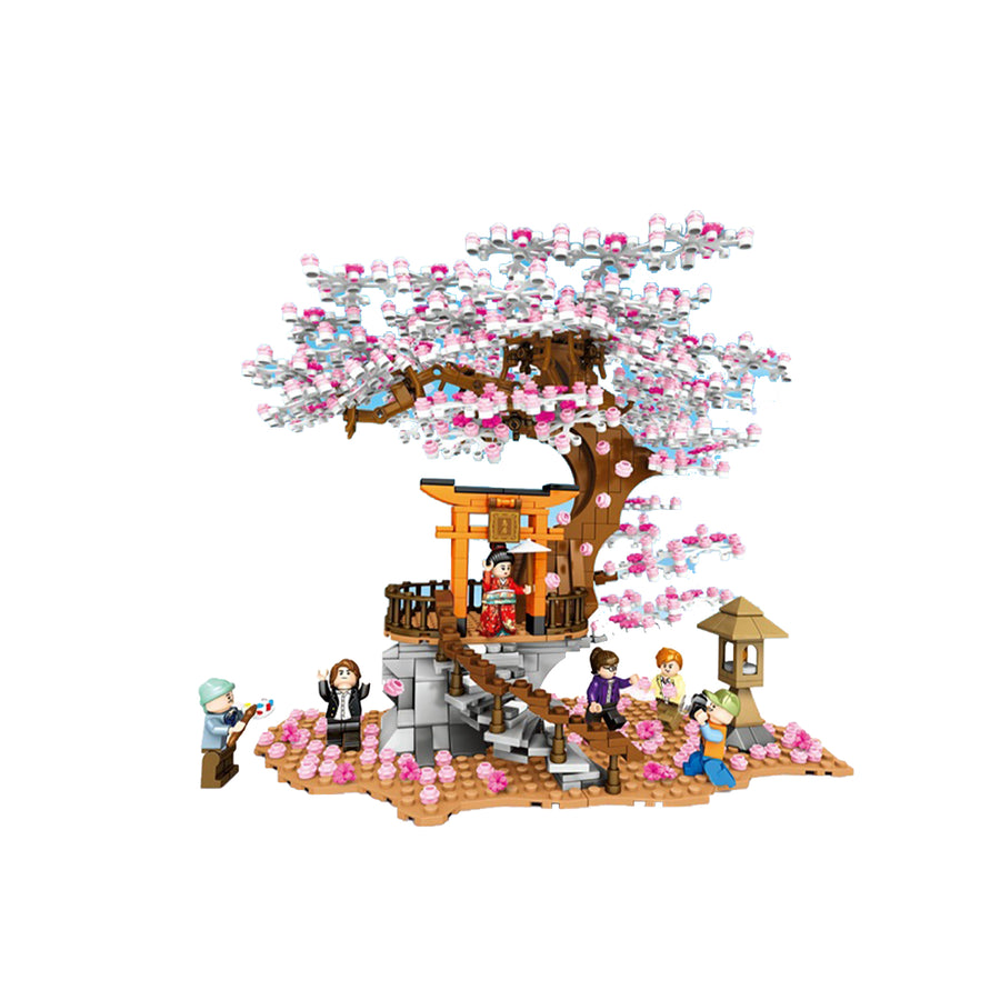 Cherry Blossom Tree Plants Brick Toy Set