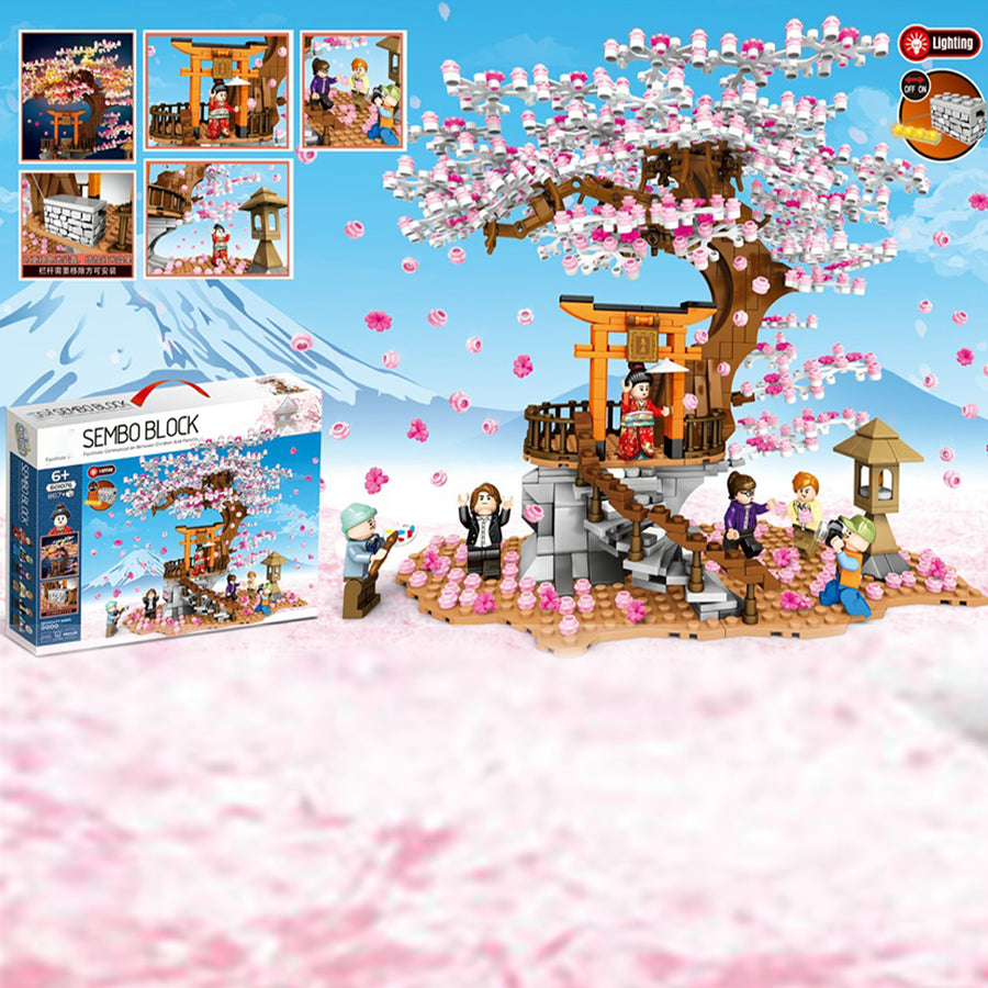 Cherry Blossom Tree Plants Brick Toy Set