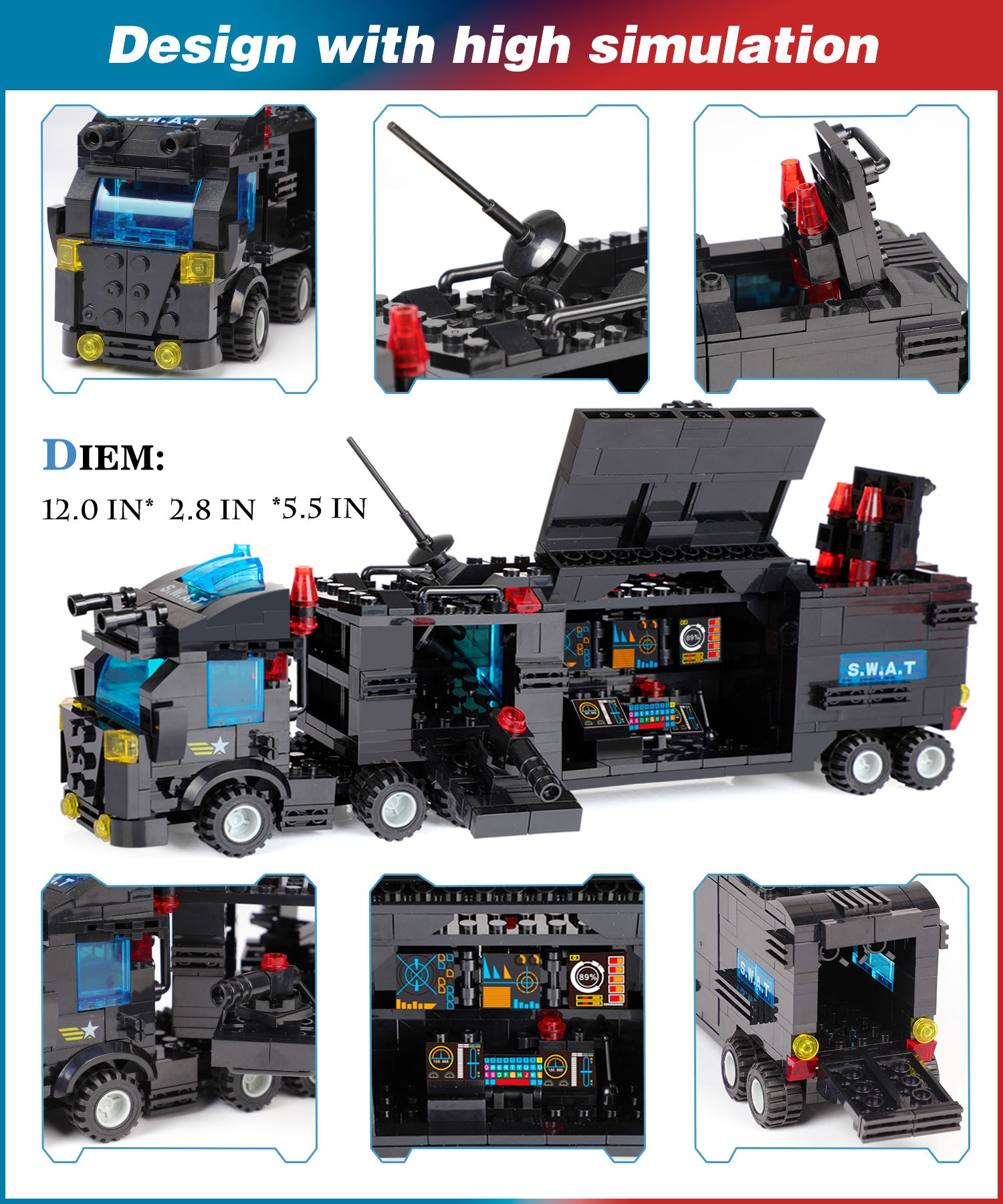 Exercise N Play SWAT Vehicle Bricks Blocks Sets - 1110 Pcs