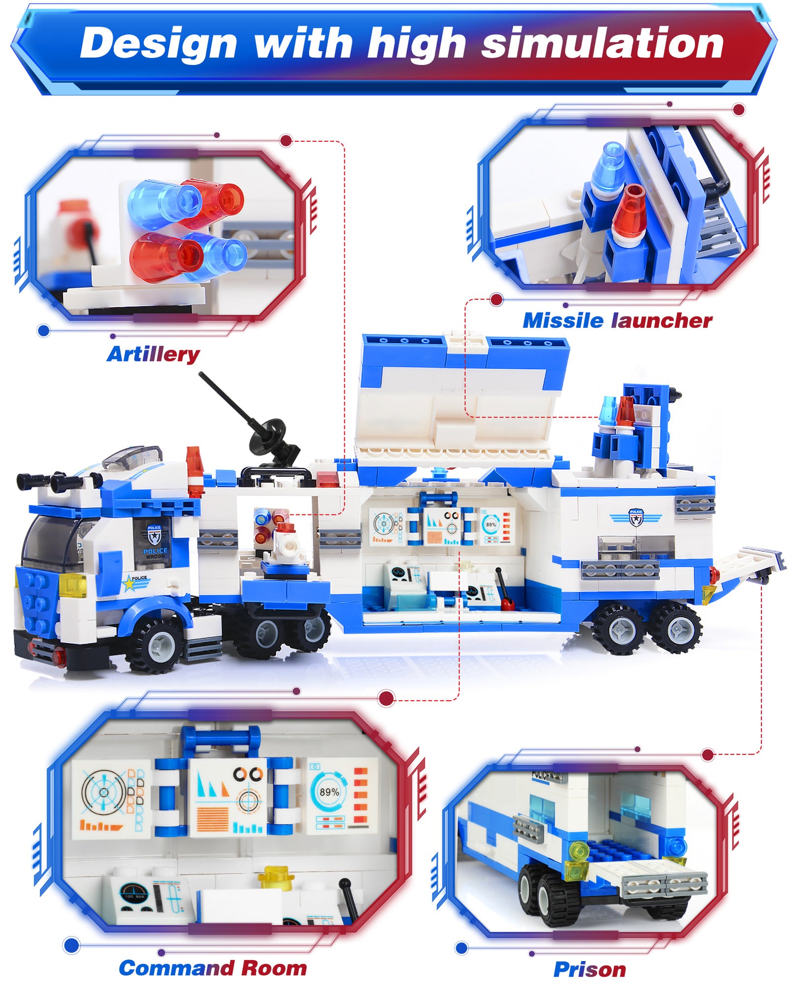 Exercise N Play Mega Police Cars for Toddlers Toys - 1338 Pcs