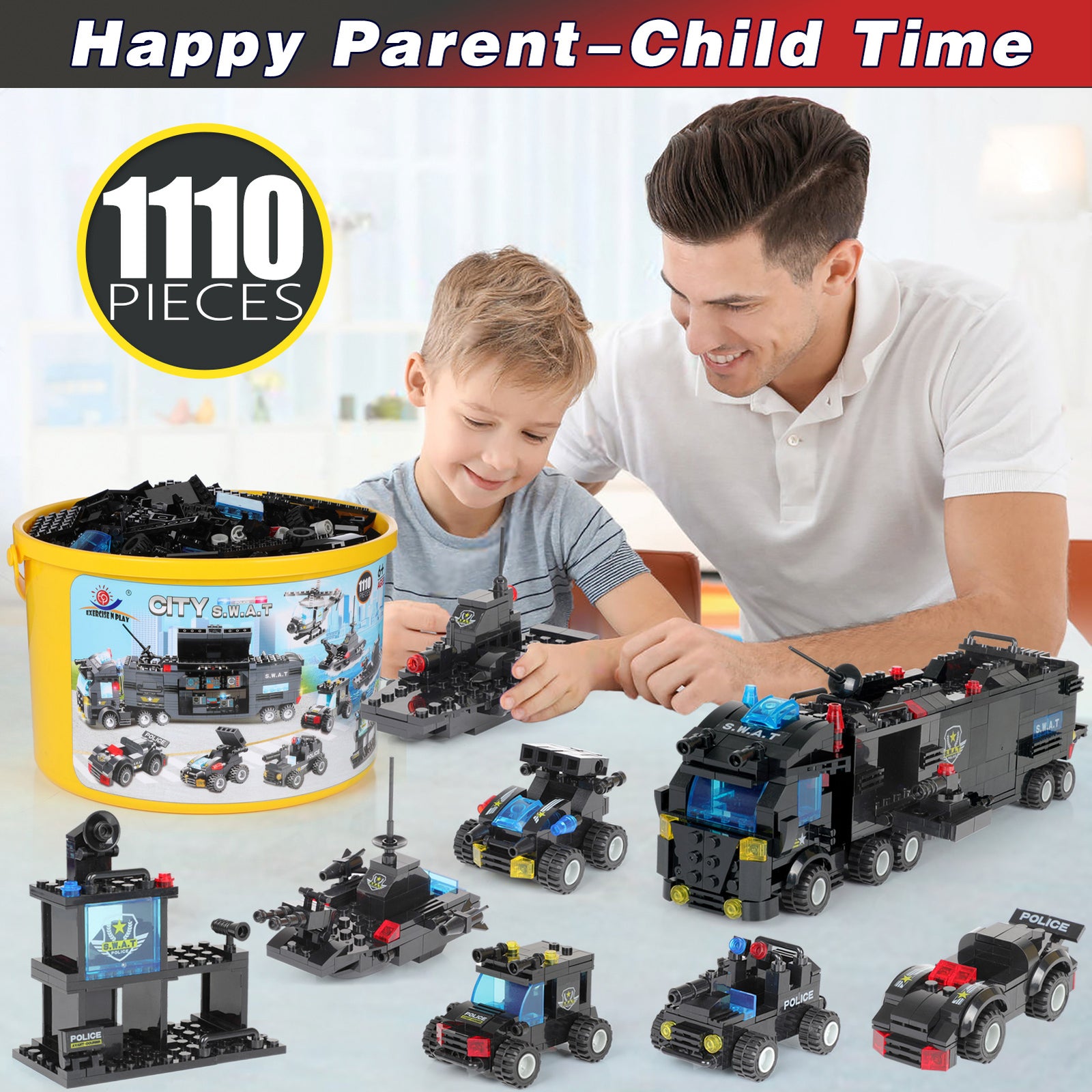 Exercise N Play SWAT Vehicle Bricks Blocks Sets - 1110 Pcs