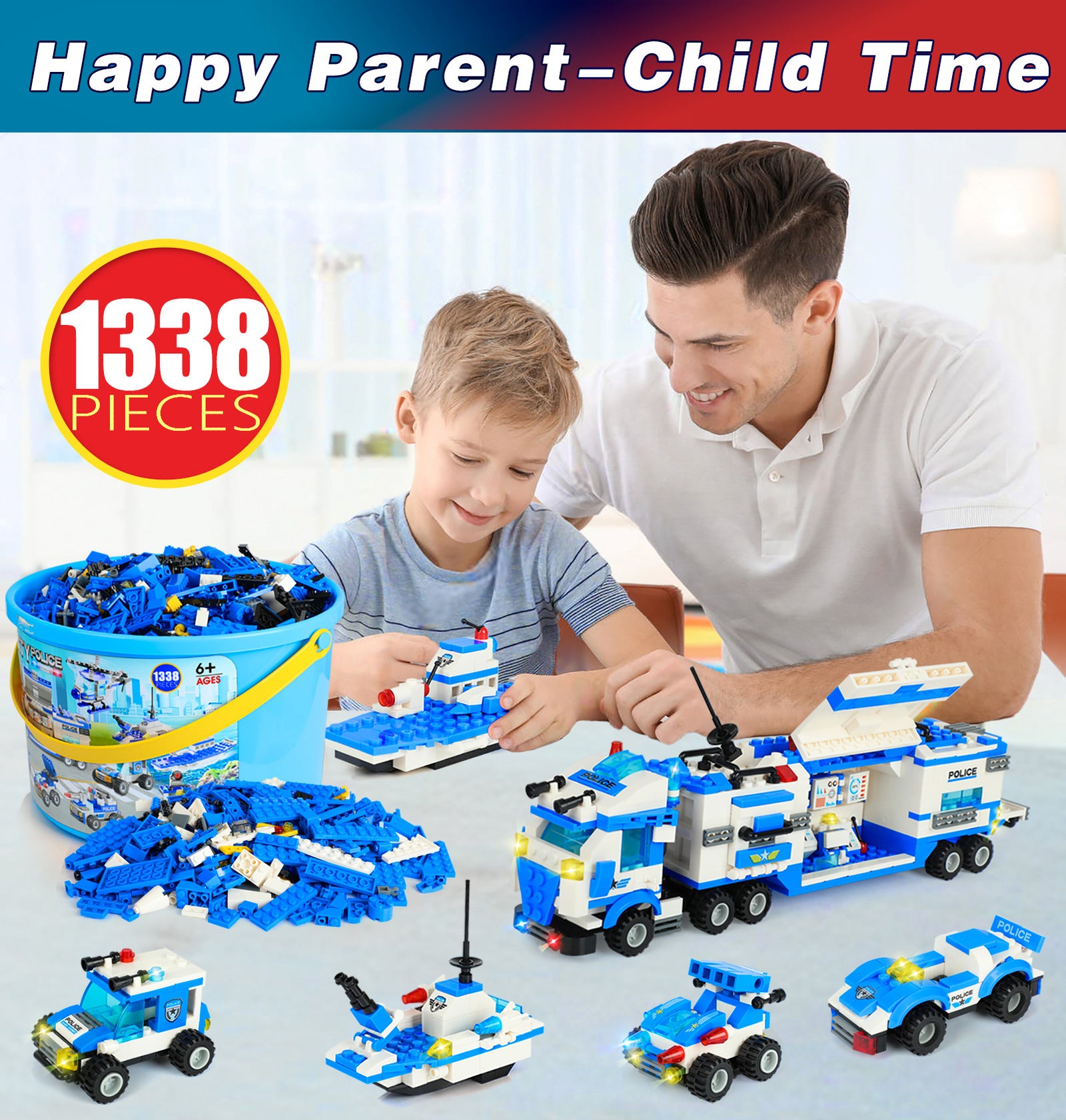 Exercise N Play Mega Police Cars for Toddlers Toys - 1338 Pcs