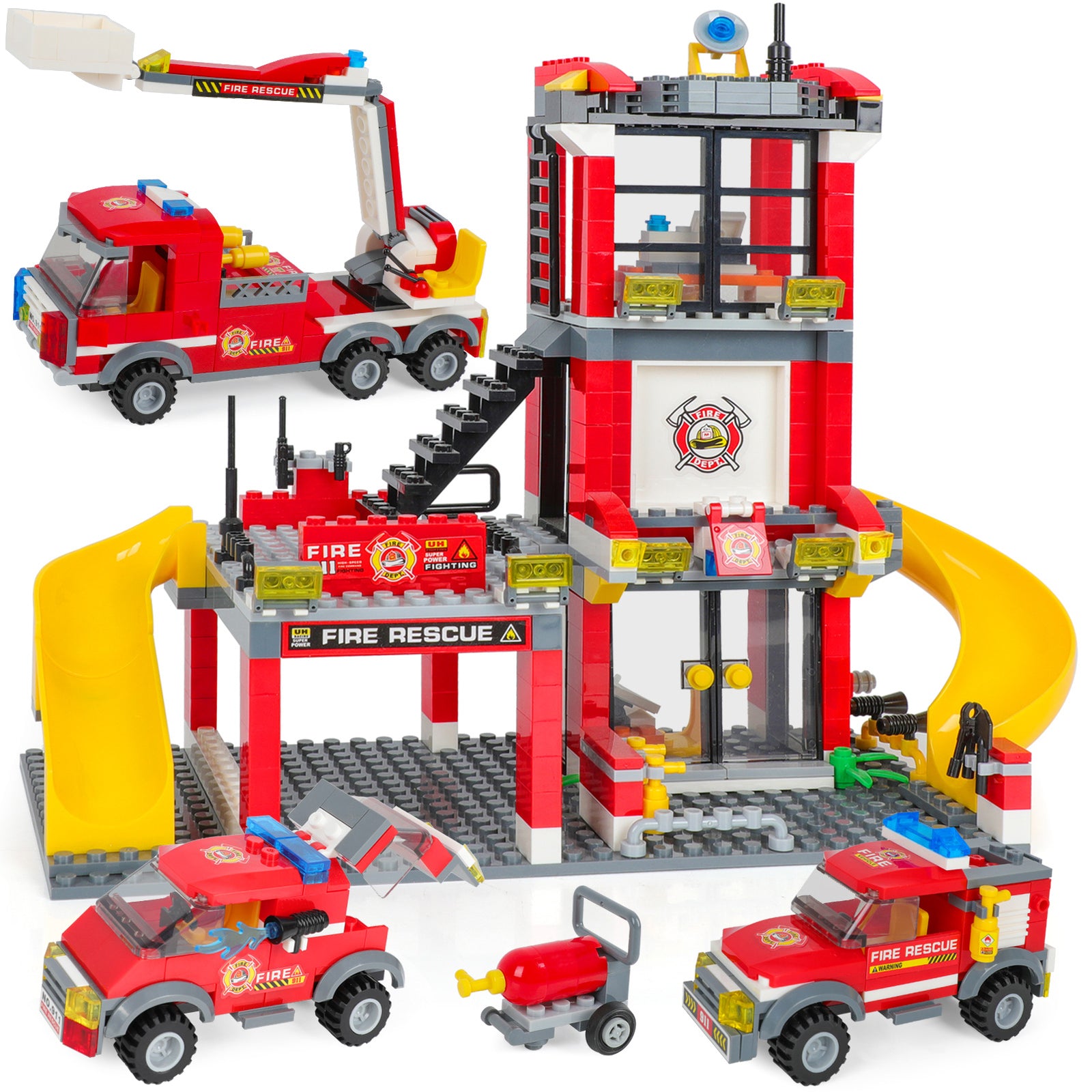 Exercise N Play Fire Station Toddler Blocks Toy Set - 788 Pcs