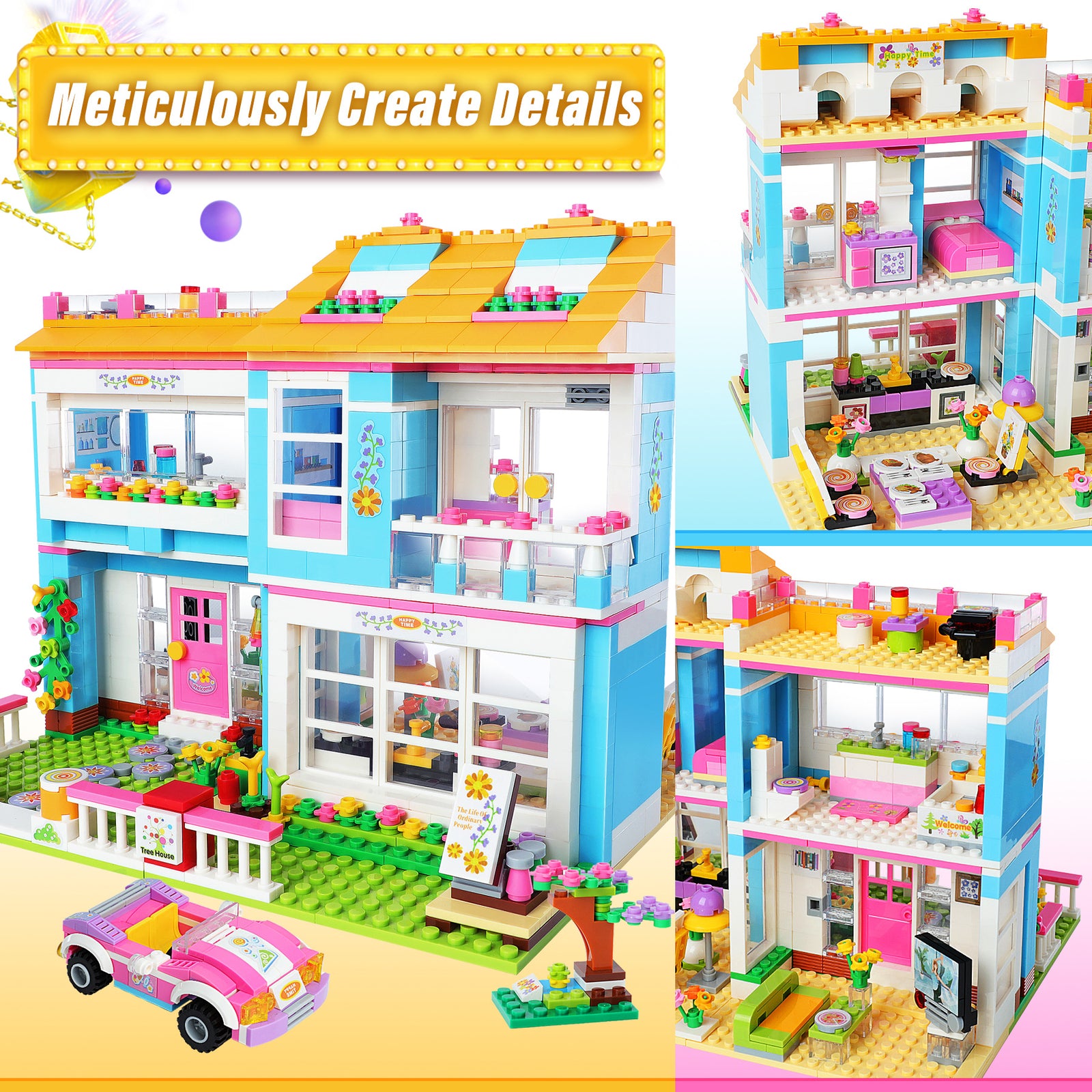 Exercise N Play Miniature Dolls Family House Block Bricks Set - 1006 Pcs