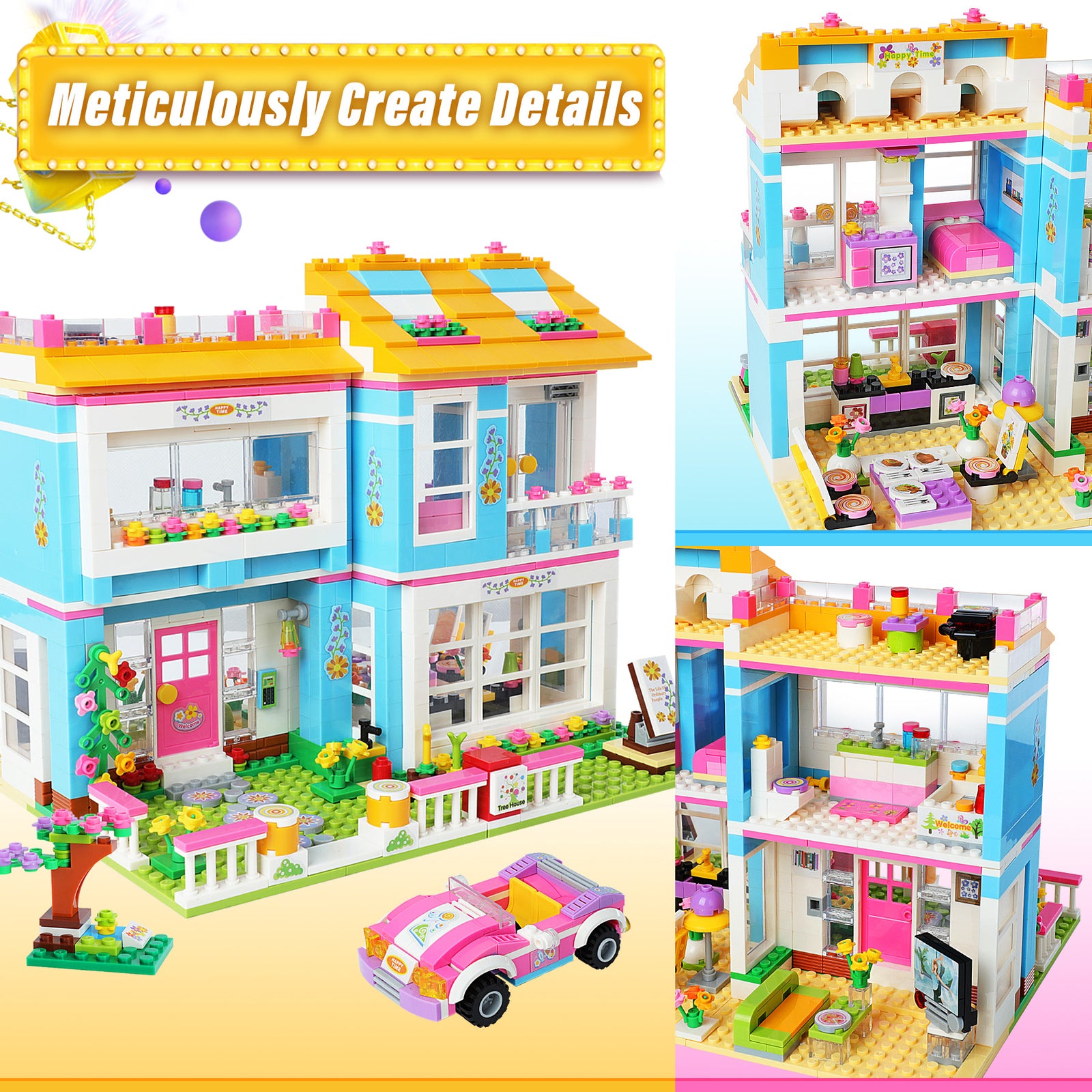 Exercise N Play Miniature Dolls Family House Block Bricks Set - 1006 Pcs