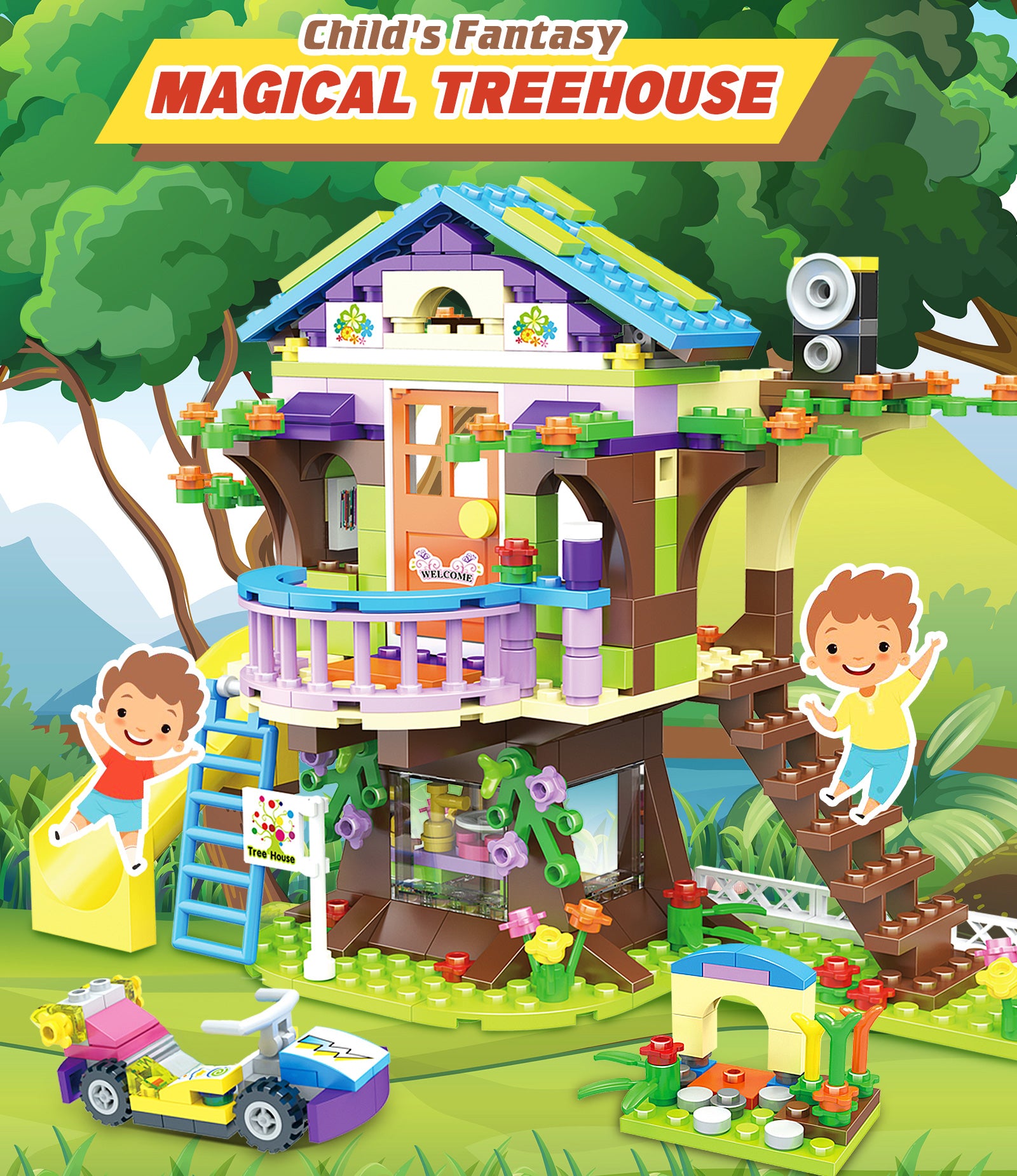 Exercise N Play Forest Treehouse Bricks Сonstruction Toys - 548 Pcs