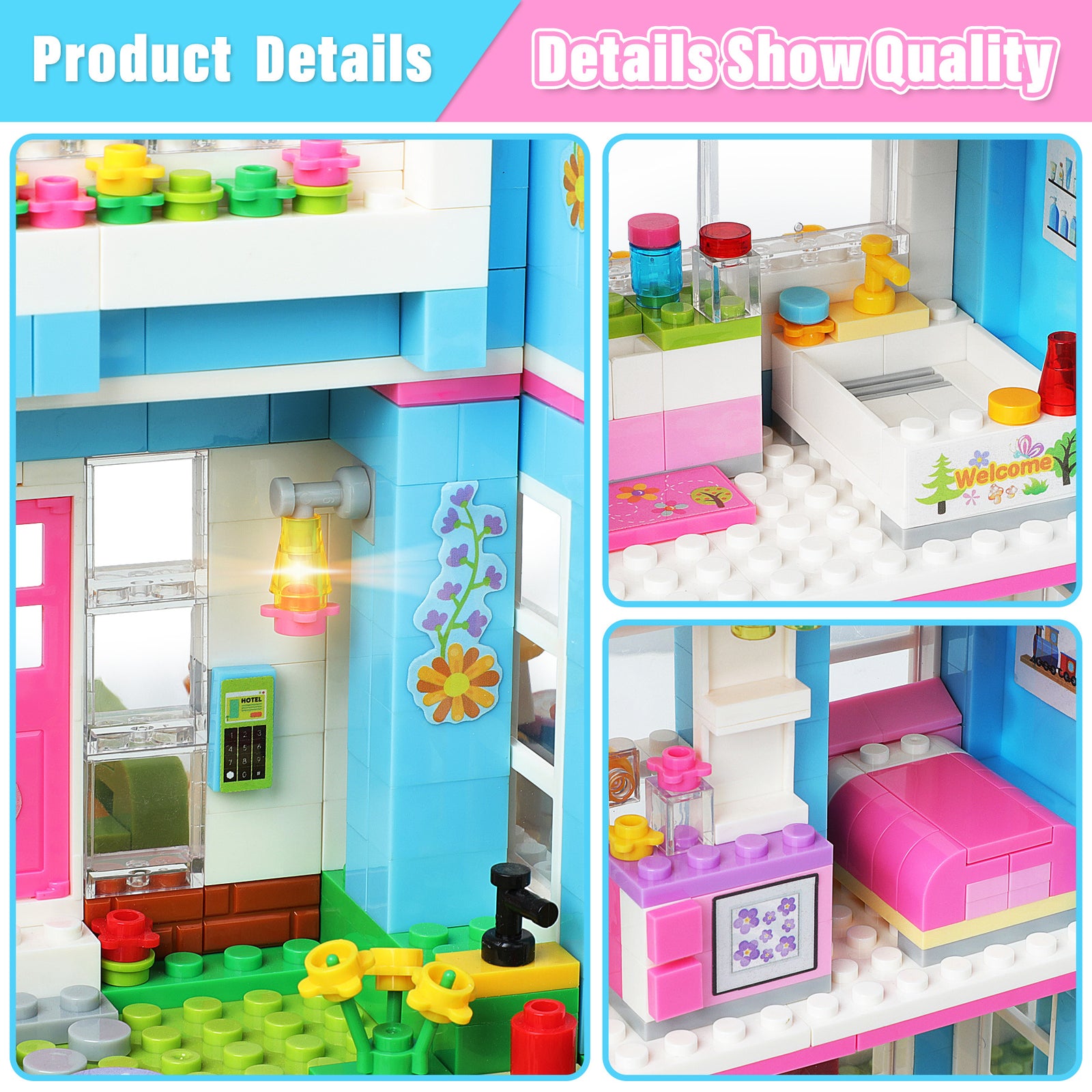 Exercise N Play Miniature Dolls Family House Block Bricks Set - 1006 Pcs