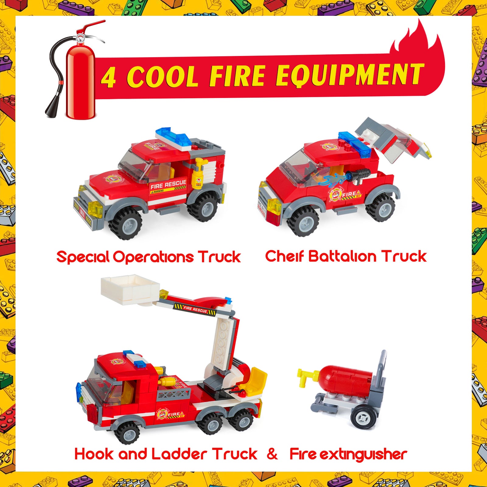 Exercise N Play Fire Station Toddler Blocks Toy Set - 788 Pcs