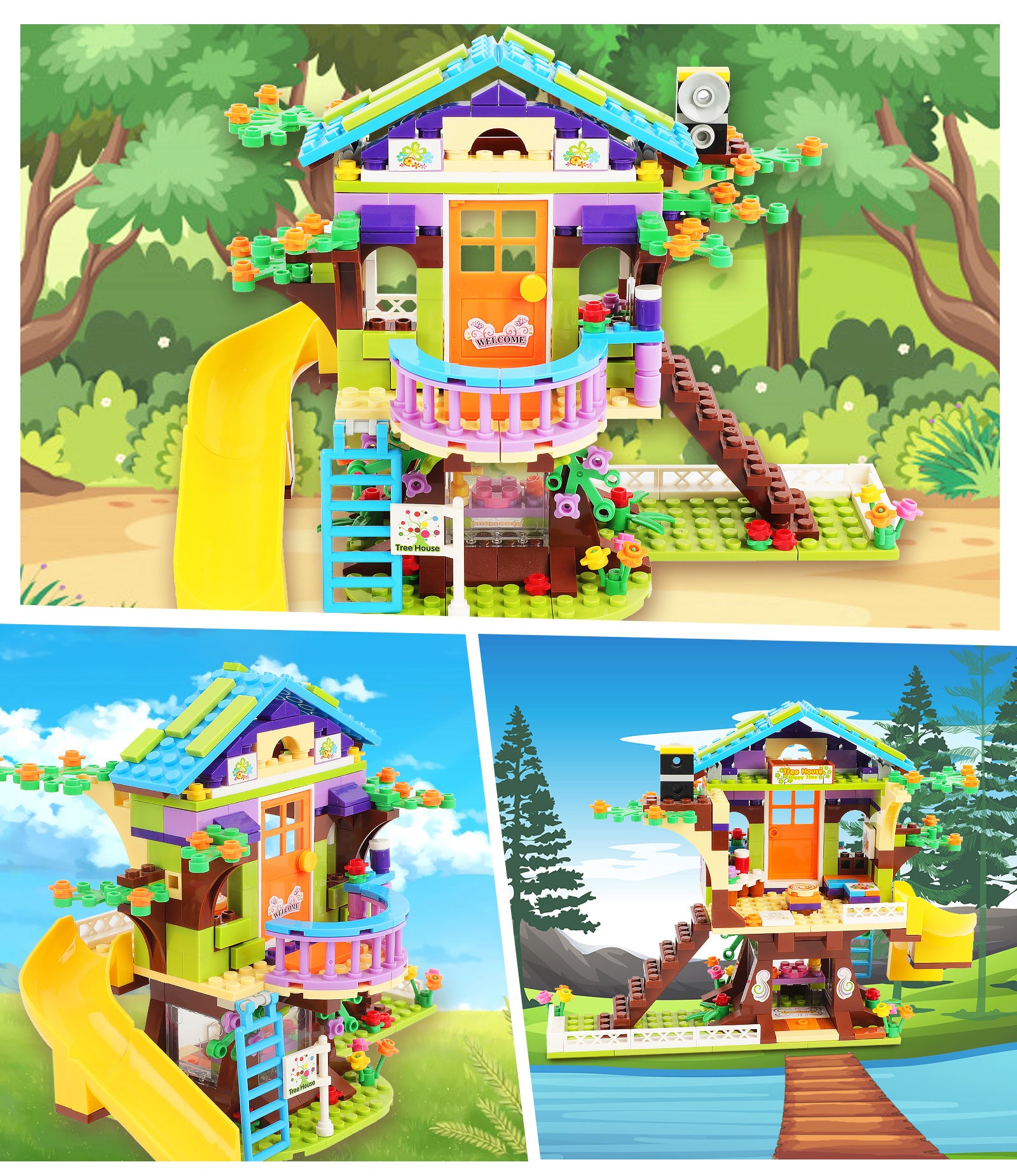 Exercise N Play Forest Treehouse Bricks Сonstruction Toys - 548 Pcs