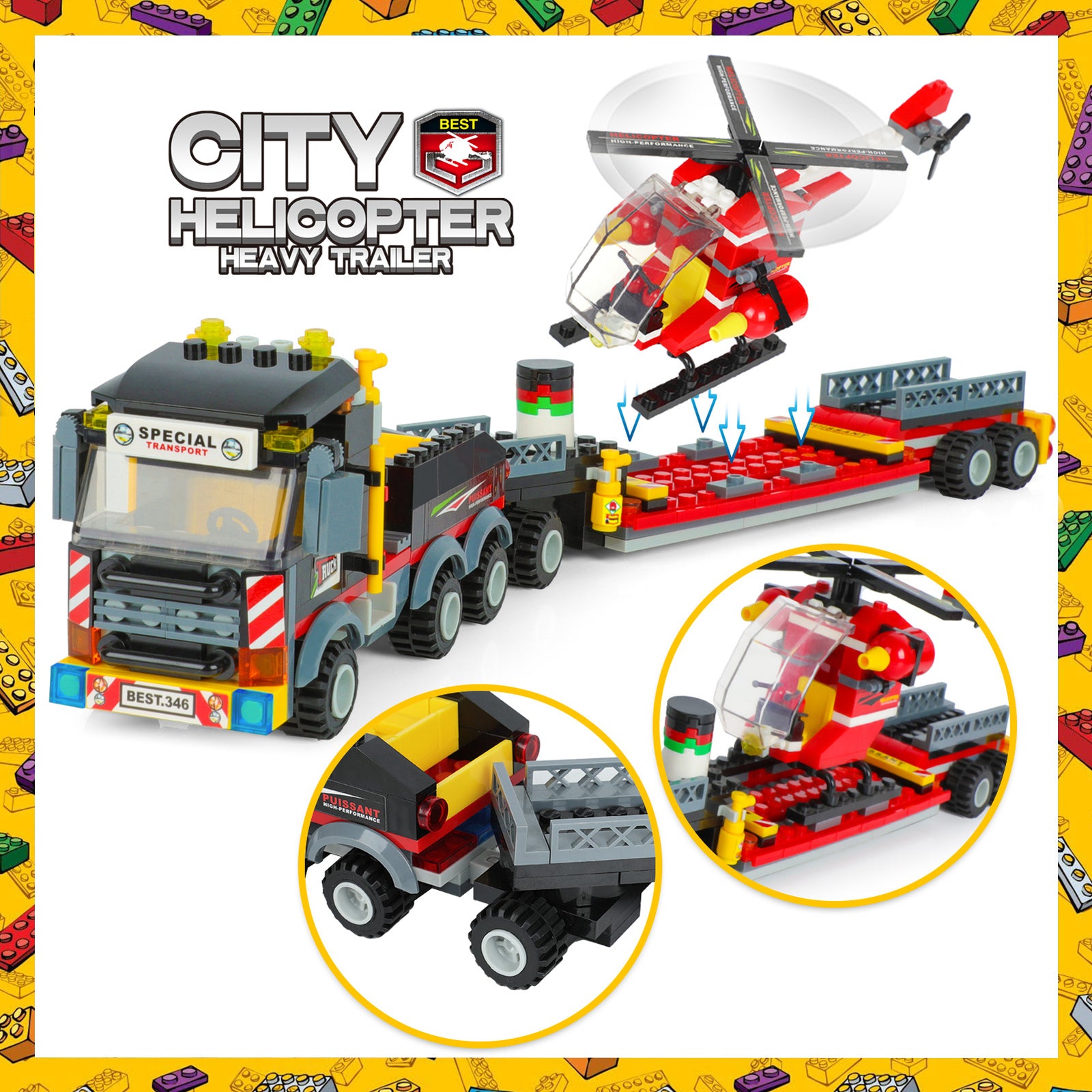 Exercise N Play City Fire Trailer Blocks Bricks Sets - 971 Pcs