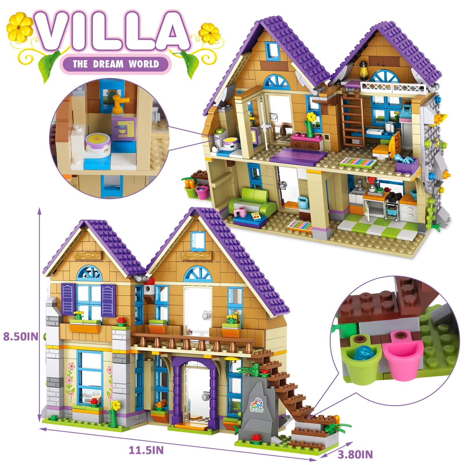 Exercise N Play Modular Family Villa Building Toy - 830 Pcs