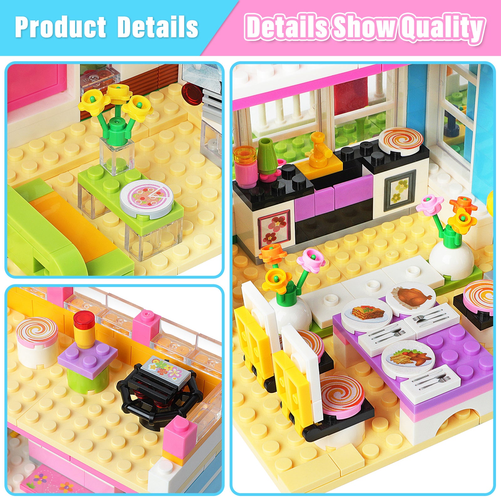 Exercise N Play Miniature Dolls Family House Block Bricks Set - 1006 Pcs