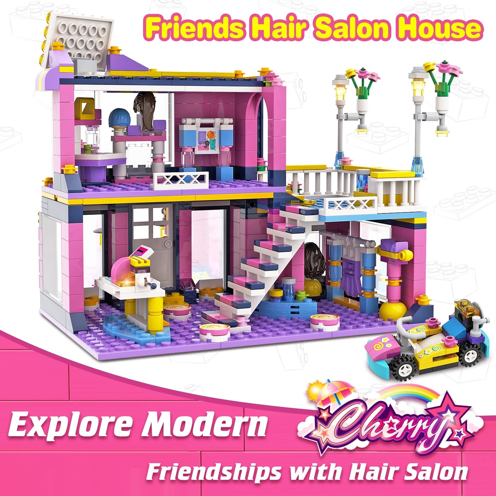 Exercise N Play Street Coffee & Barber Shop Building Toy Set - 1059 Pcs