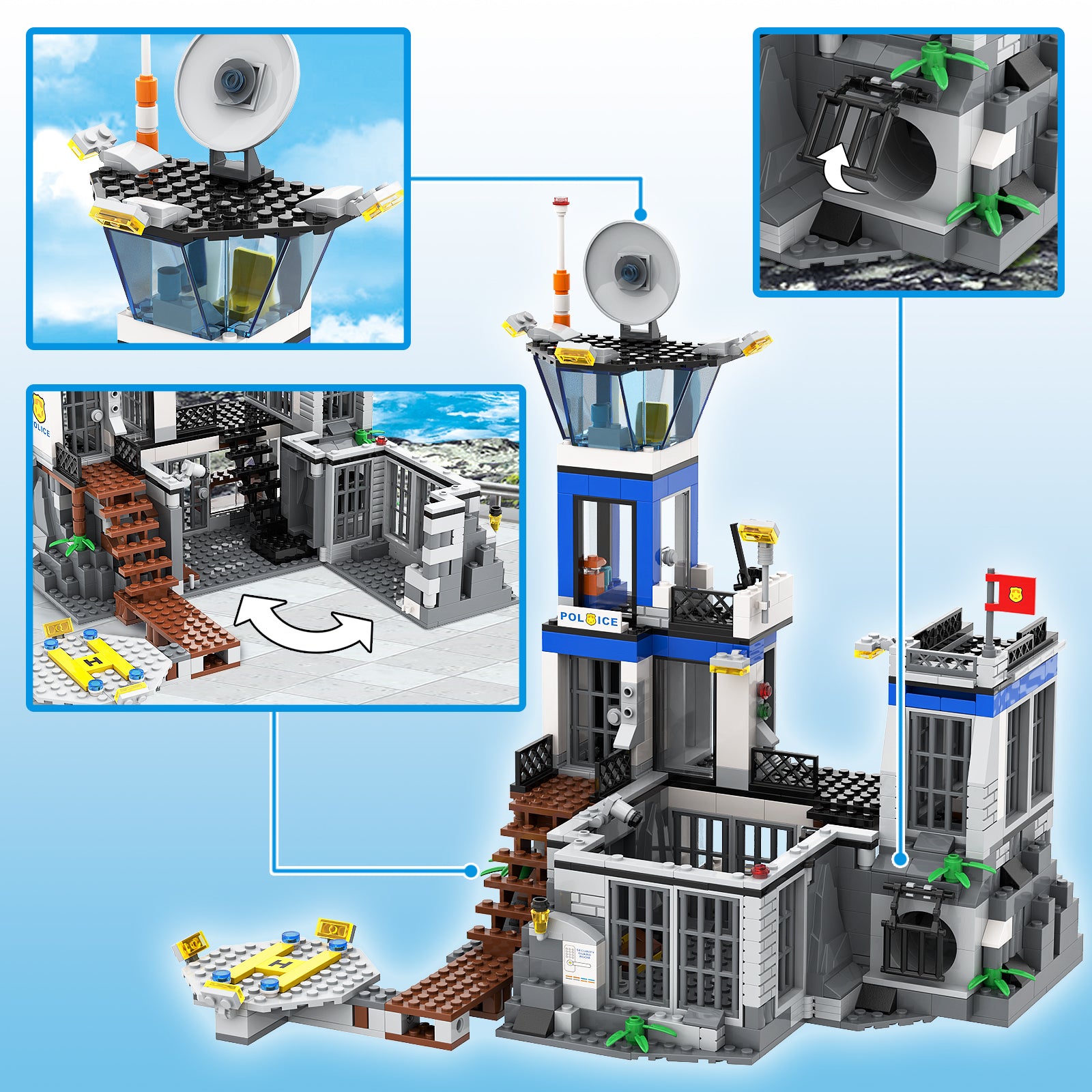 Exercise N Play City Prison Tiny Building Blocks Sets - 946 Pcs