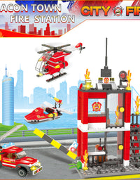 Exercise N Play Fire Station Building Bricks Toys Playset - 899 Pcs
