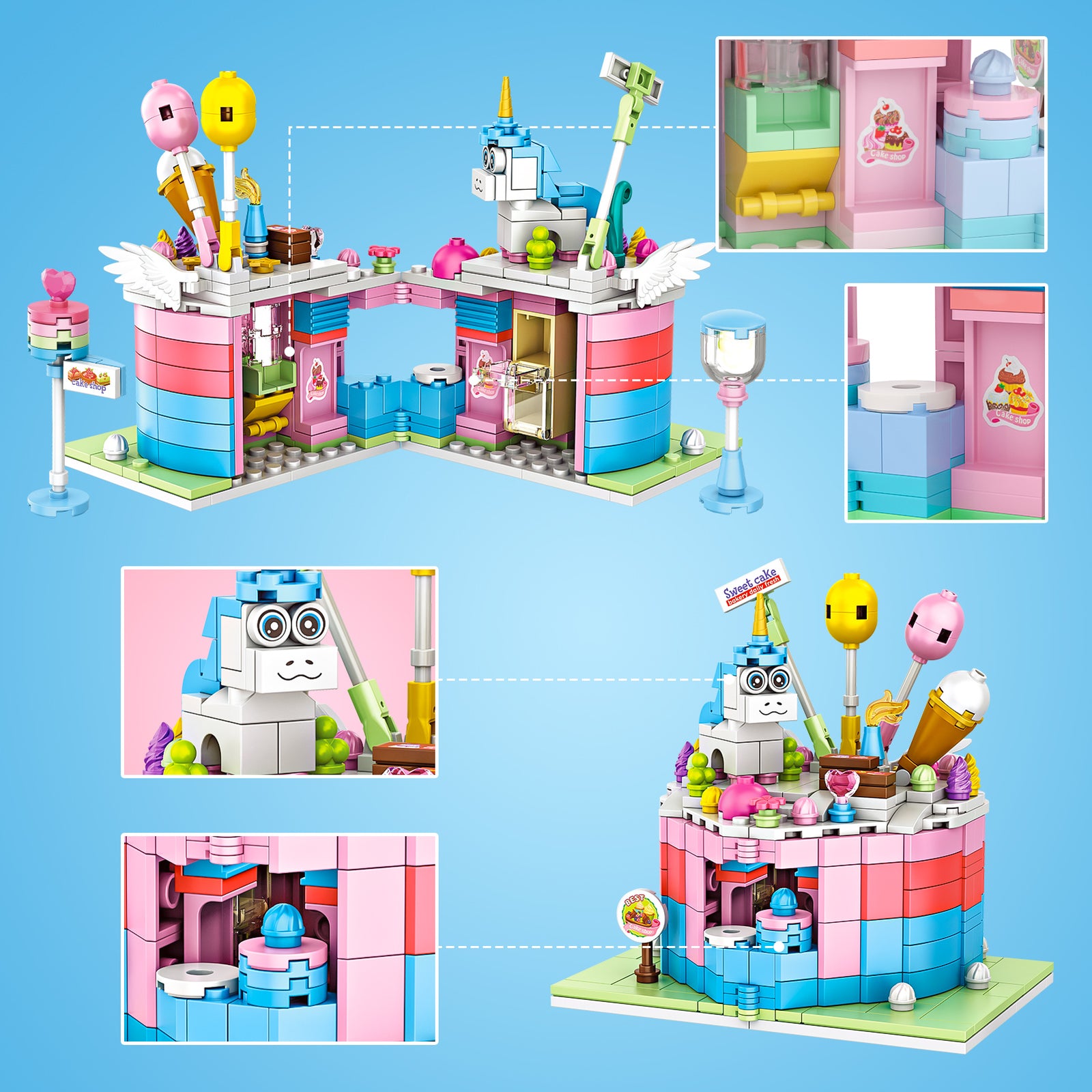 Exercise N Play Barber & Cake Shop Mini Blocks Set - 1023 Pcs