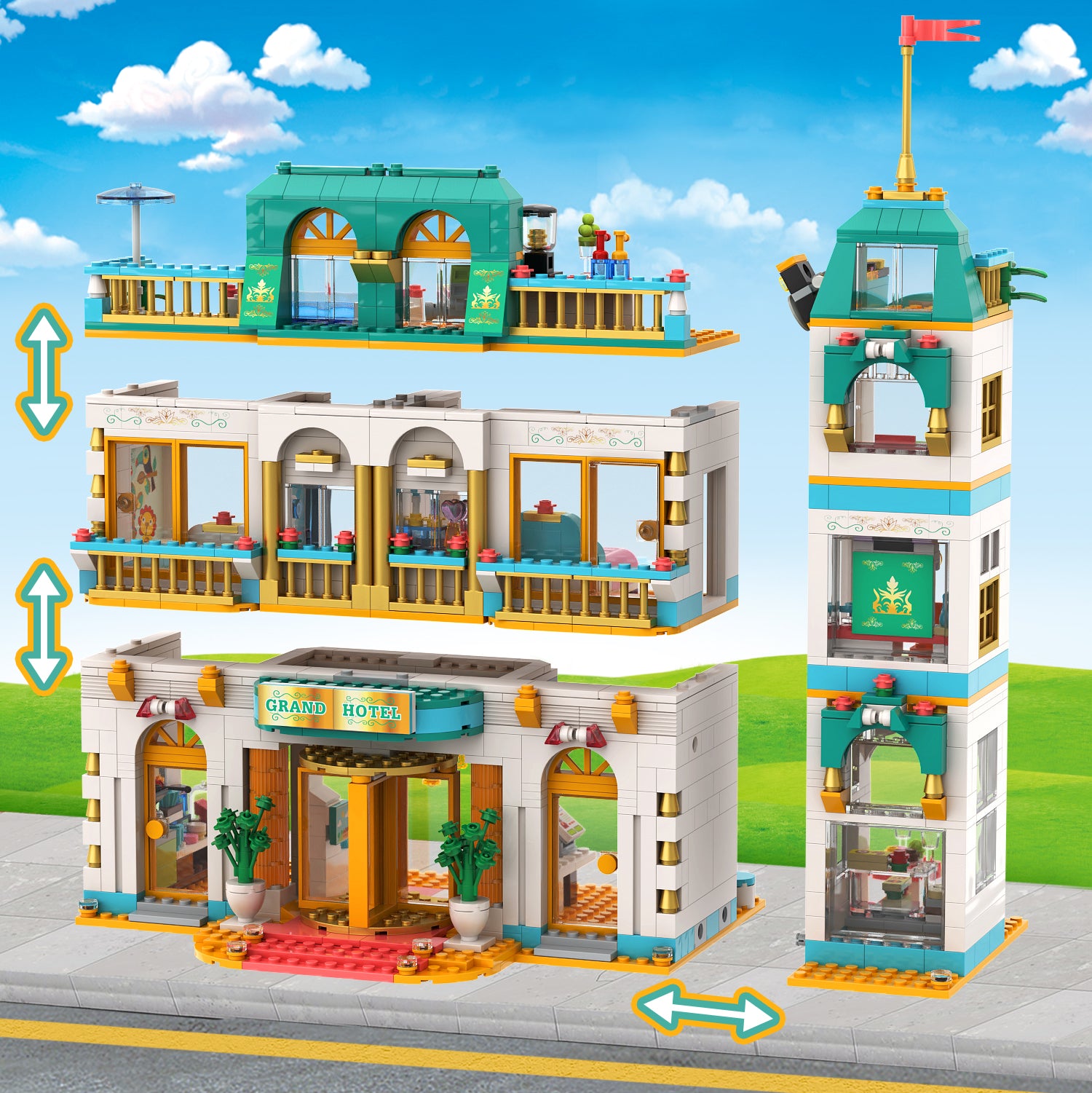 Exercise N Play Grand Hotel Mini Building Set - 1639 Pcs