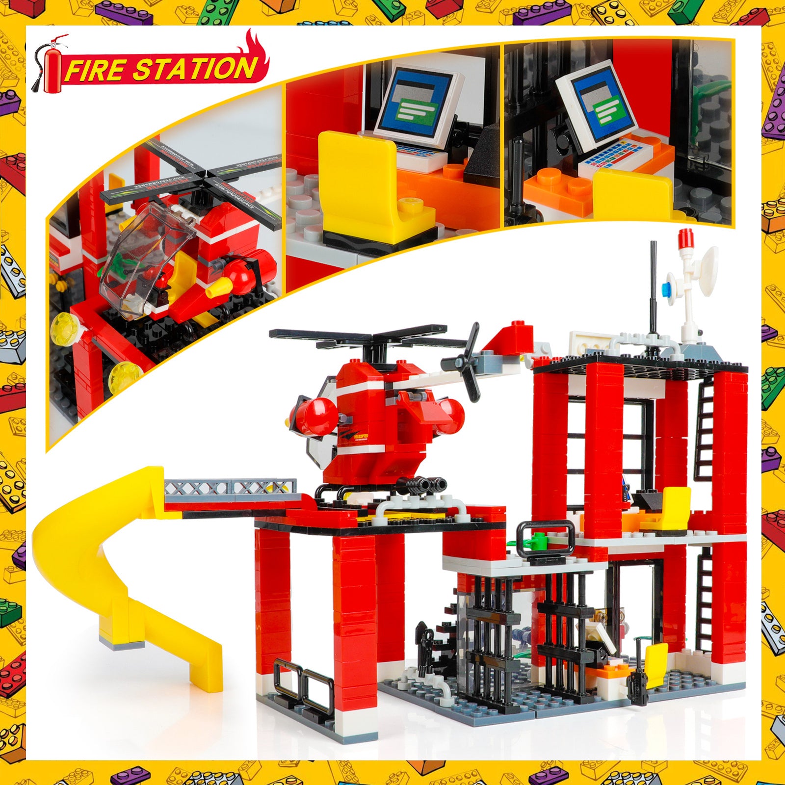 Exercise N Play City Fire Trailer Blocks Bricks Sets - 971 Pcs