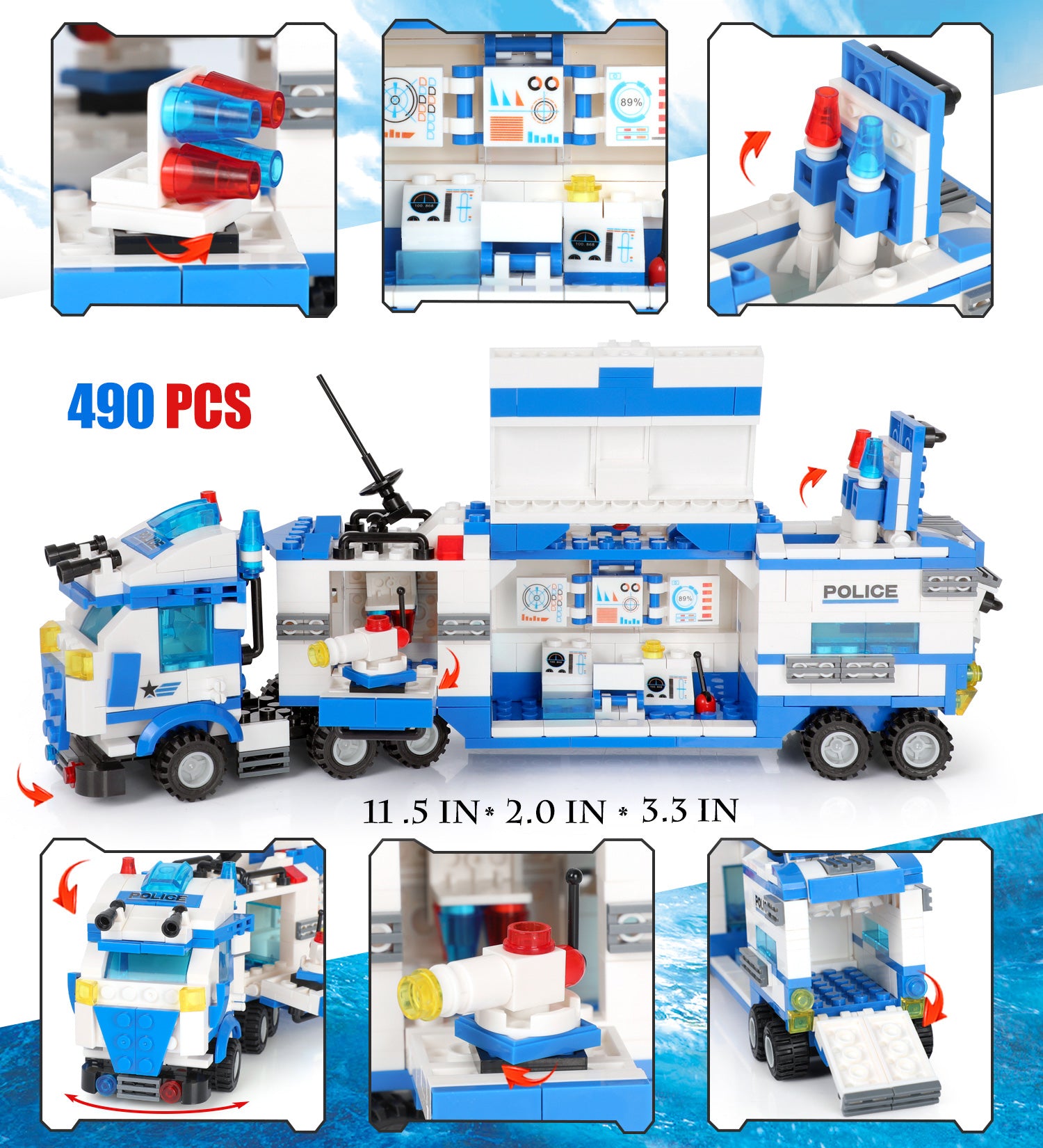 Exercise N Play Mega Police Cars for Toddlers Toys - 1338 Pcs