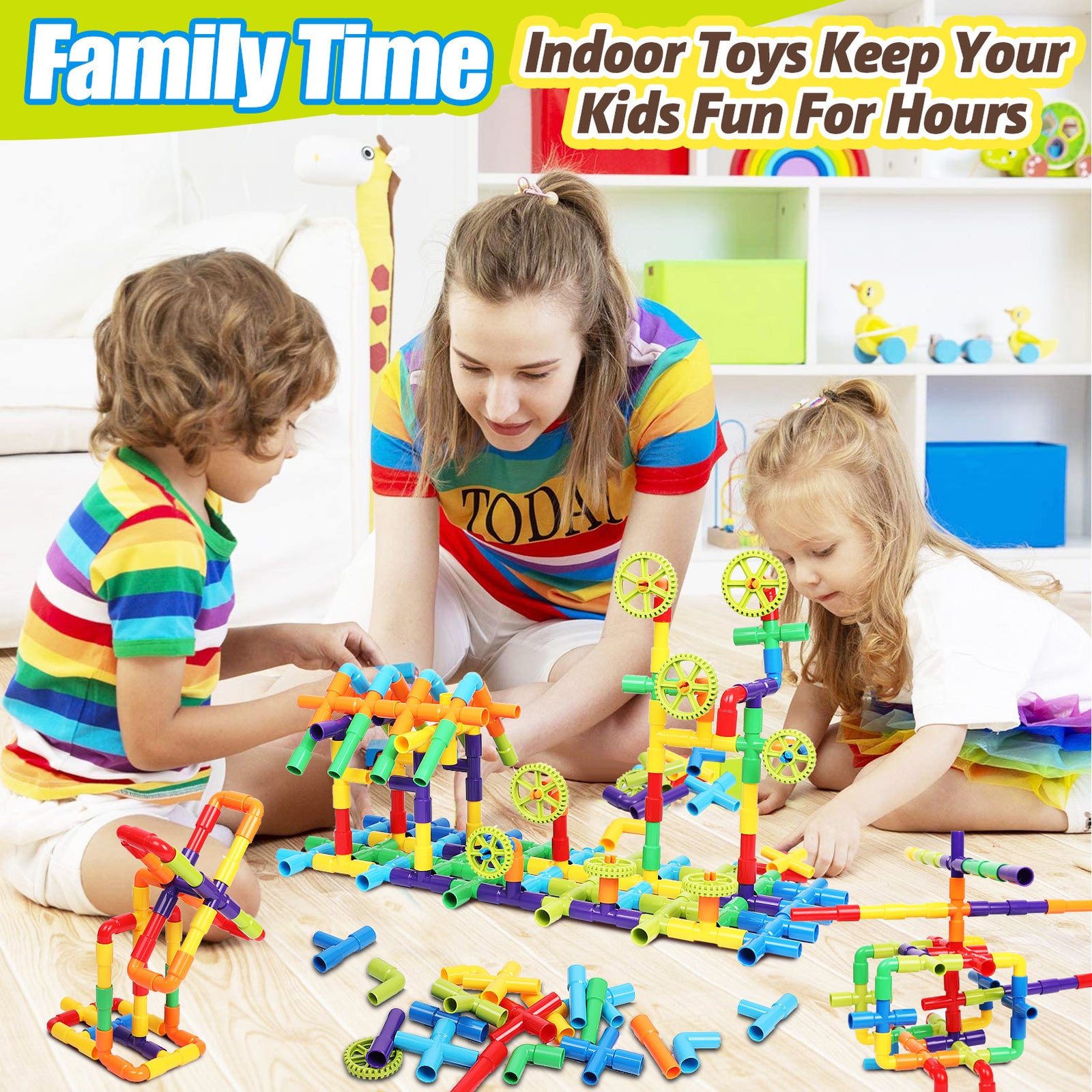 Exercise N Play STEM Vehicles Toddler Blocks Set - 250 Pcs