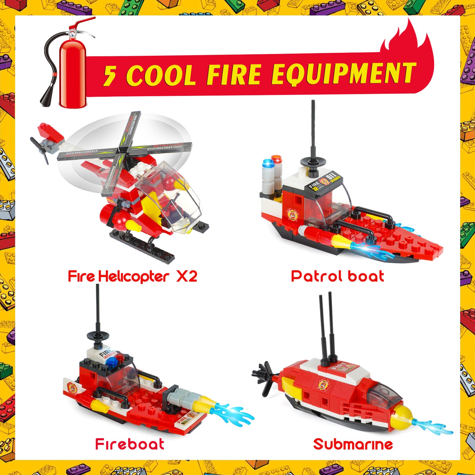 Exercise N Play City Fire Trailer Blocks Bricks Sets - 971 Pcs