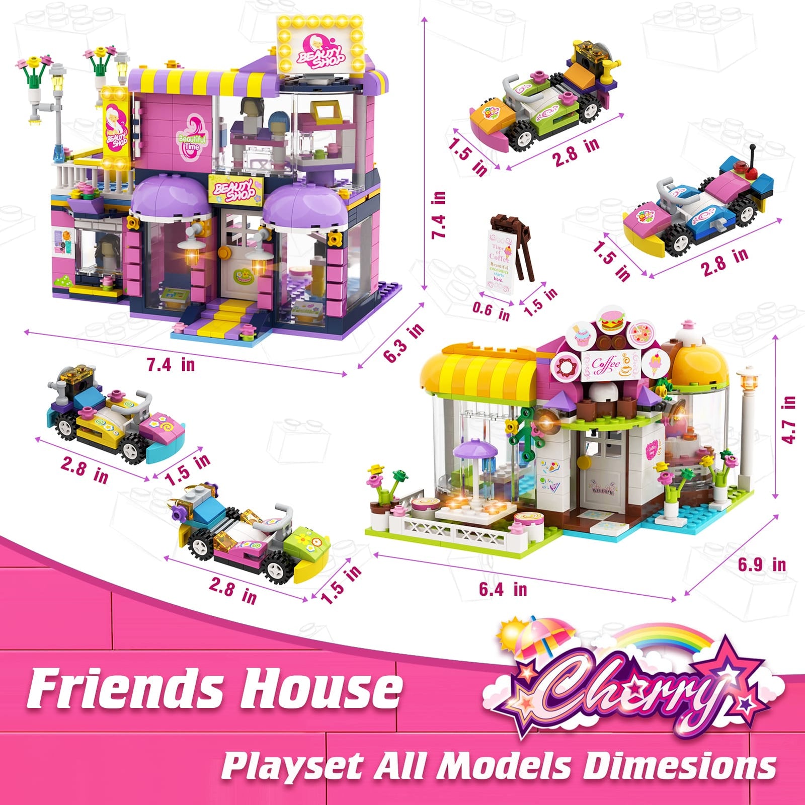 Exercise N Play Street Coffee & Barber Shop Building Toy Set - 1059 Pcs